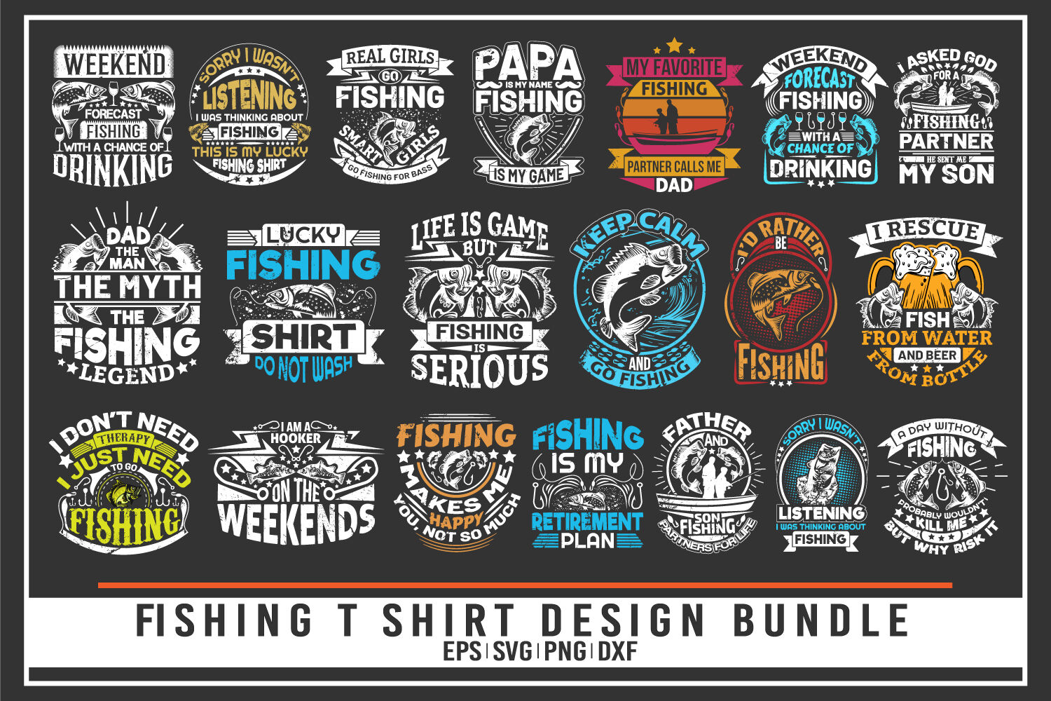 fishing t shirt design bundle By uniquesvg99