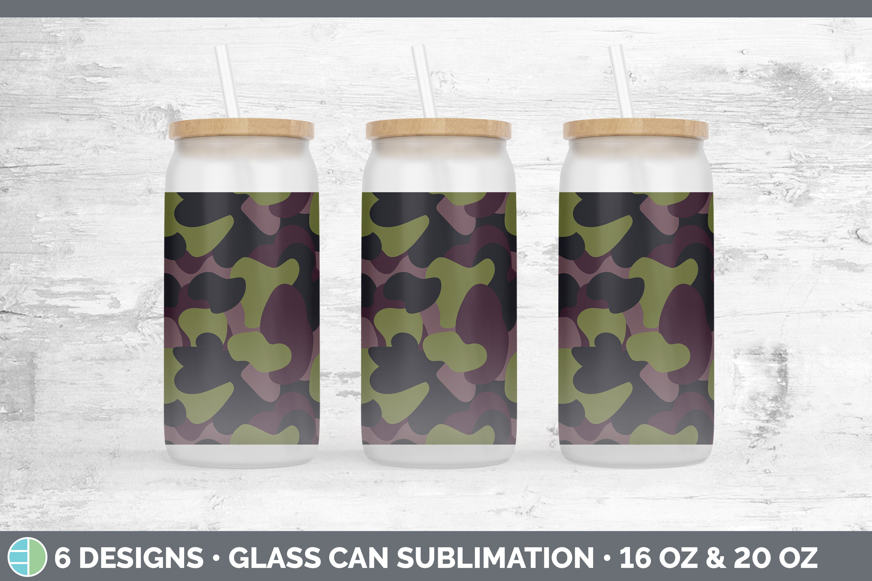 Camo Glass Can | Sublimation Beer Mason Jar By Enliven Designs ...