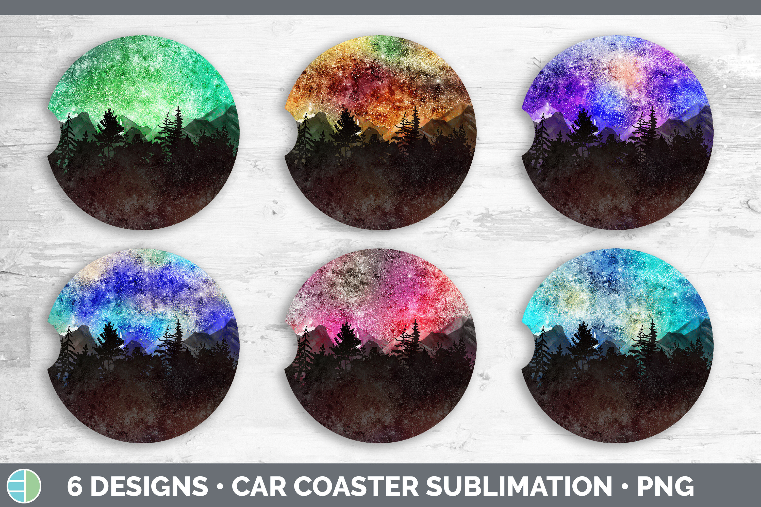 Night Sky Car Coaster | Sublimation Designs Bundle By Enliven Designs ...
