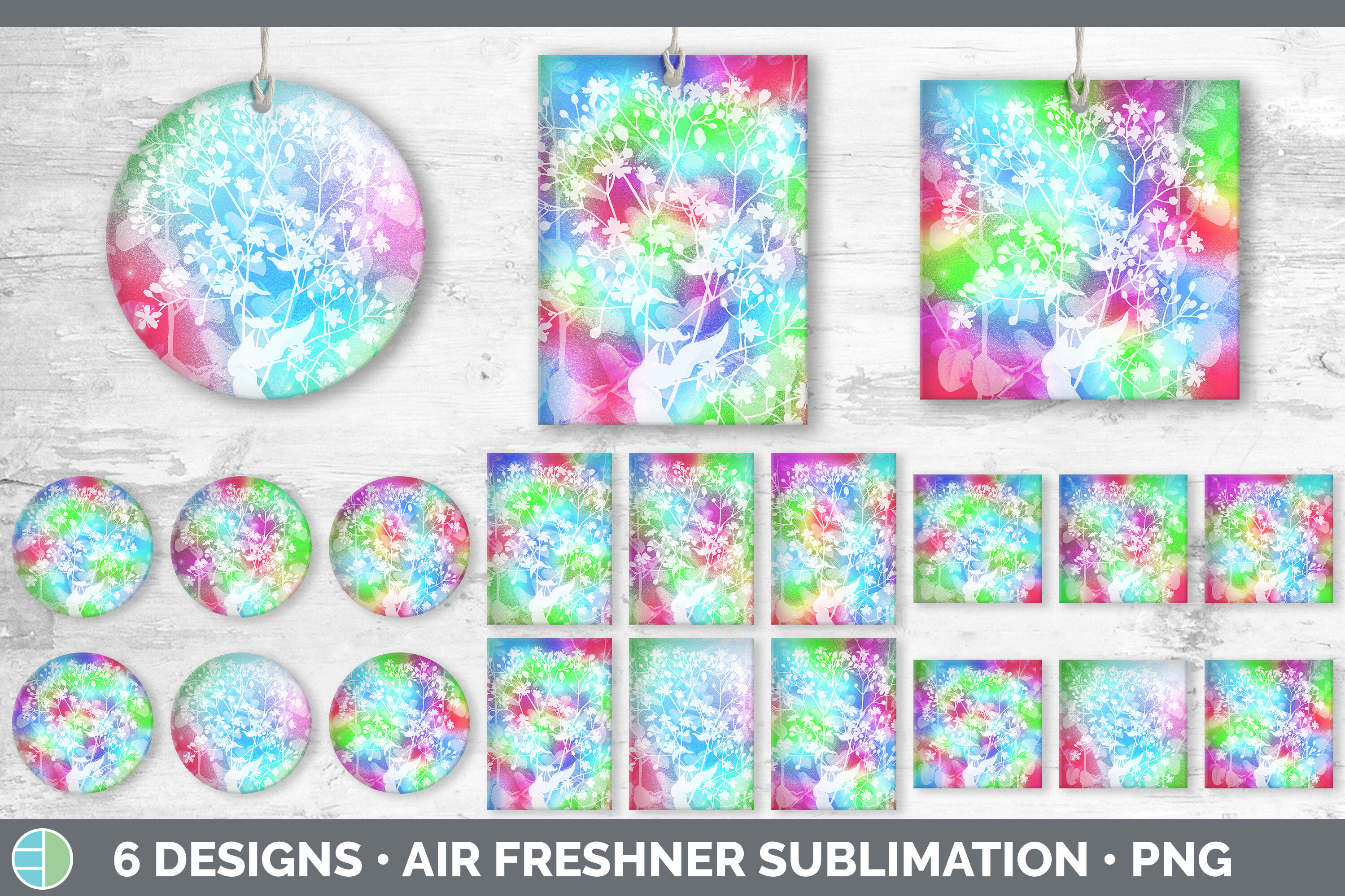 Floral Air Freshener Sublimation Designs Bundle By Enliven Designs