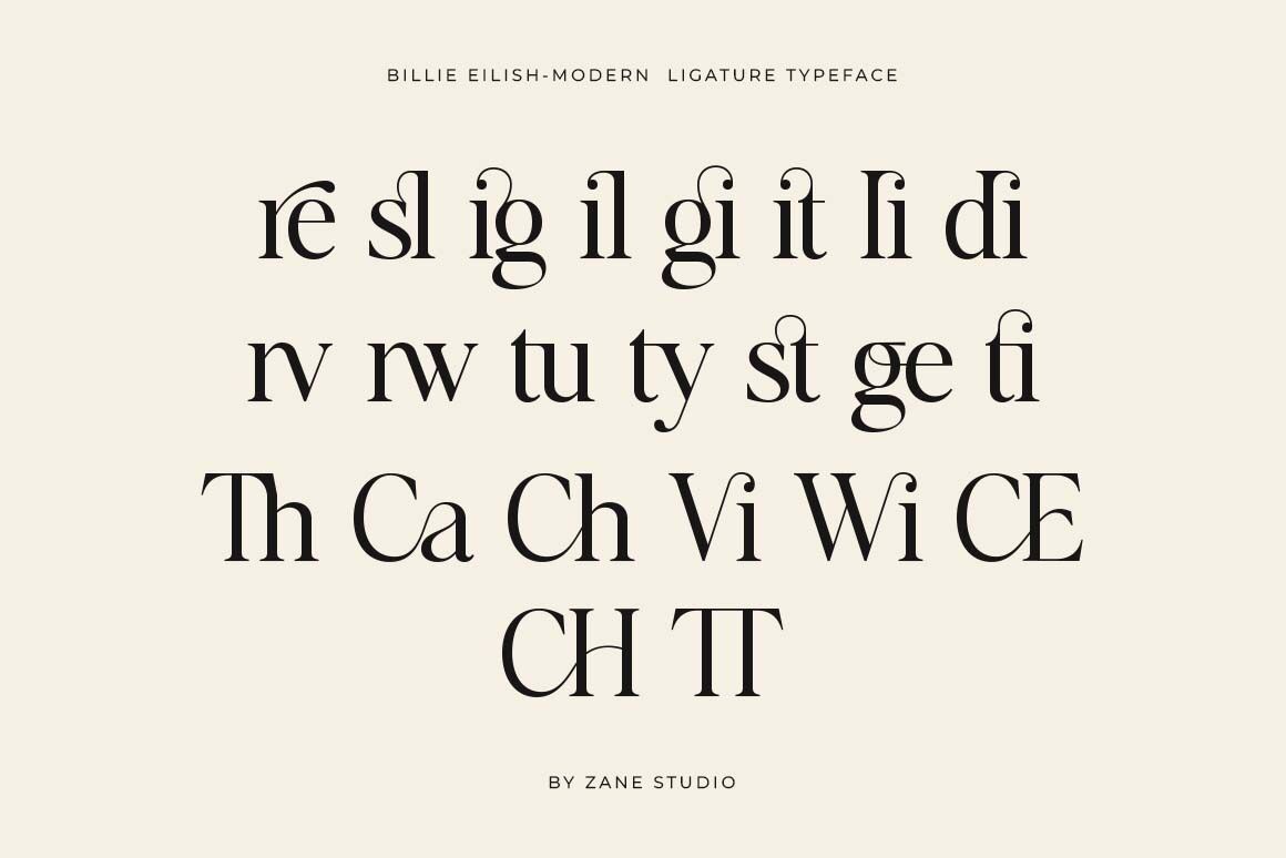 Billie Eilish || Ligature Serif Font By Zane Studio | TheHungryJPEG
