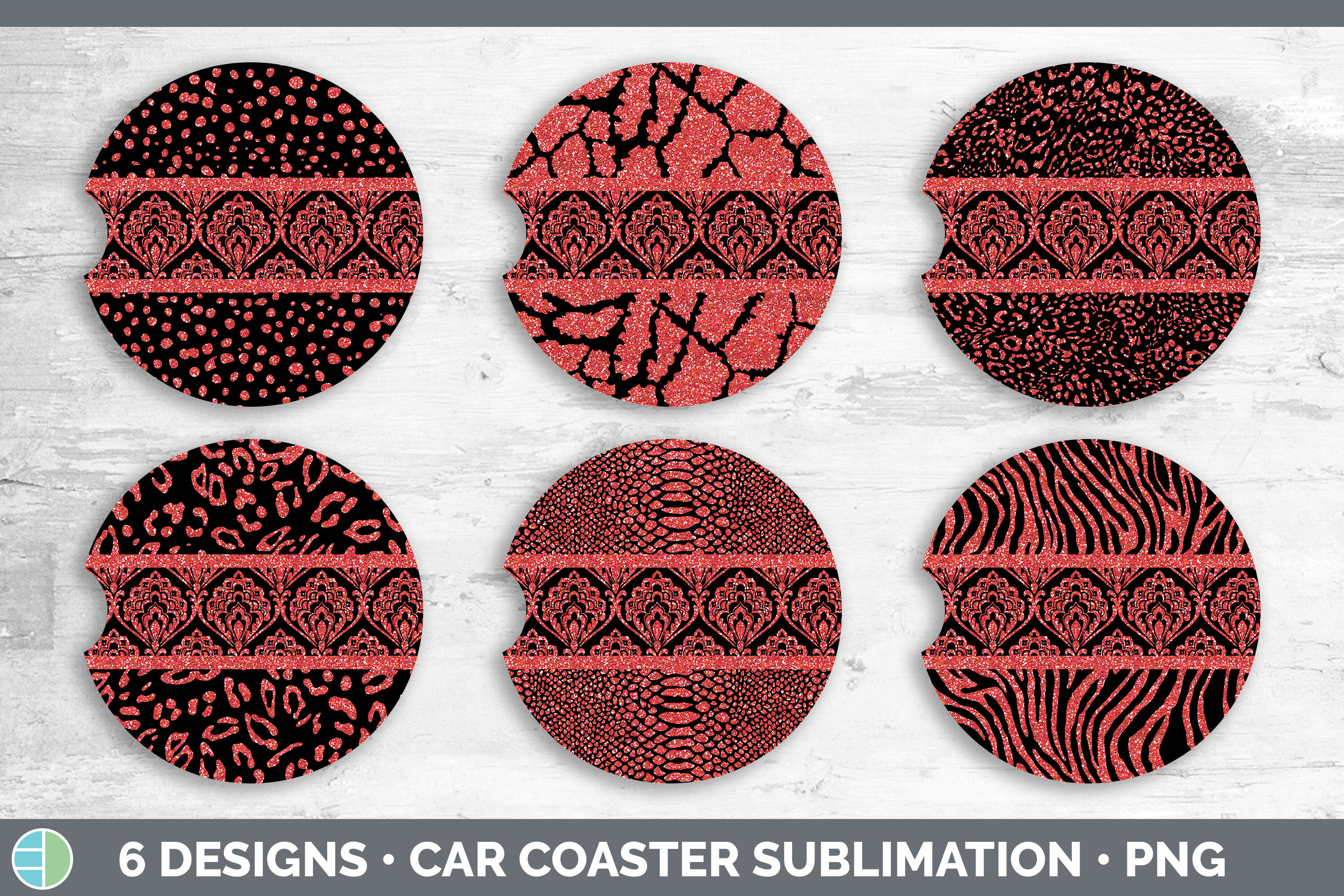 Leopard Print Sublimation Car Coasters