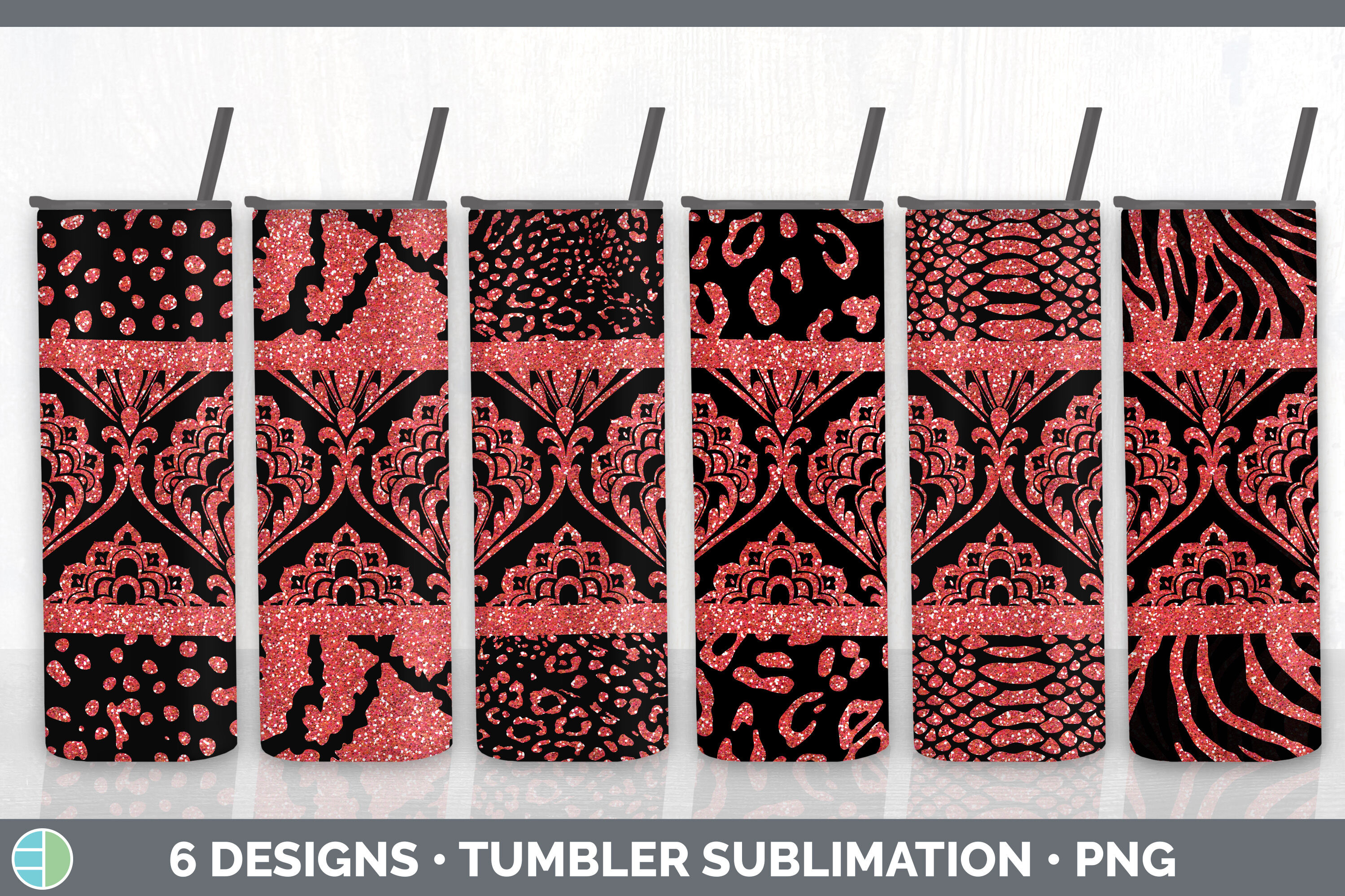 Skinny Tumbler Sublimation Red Glitter Graphic by Enliven Designs