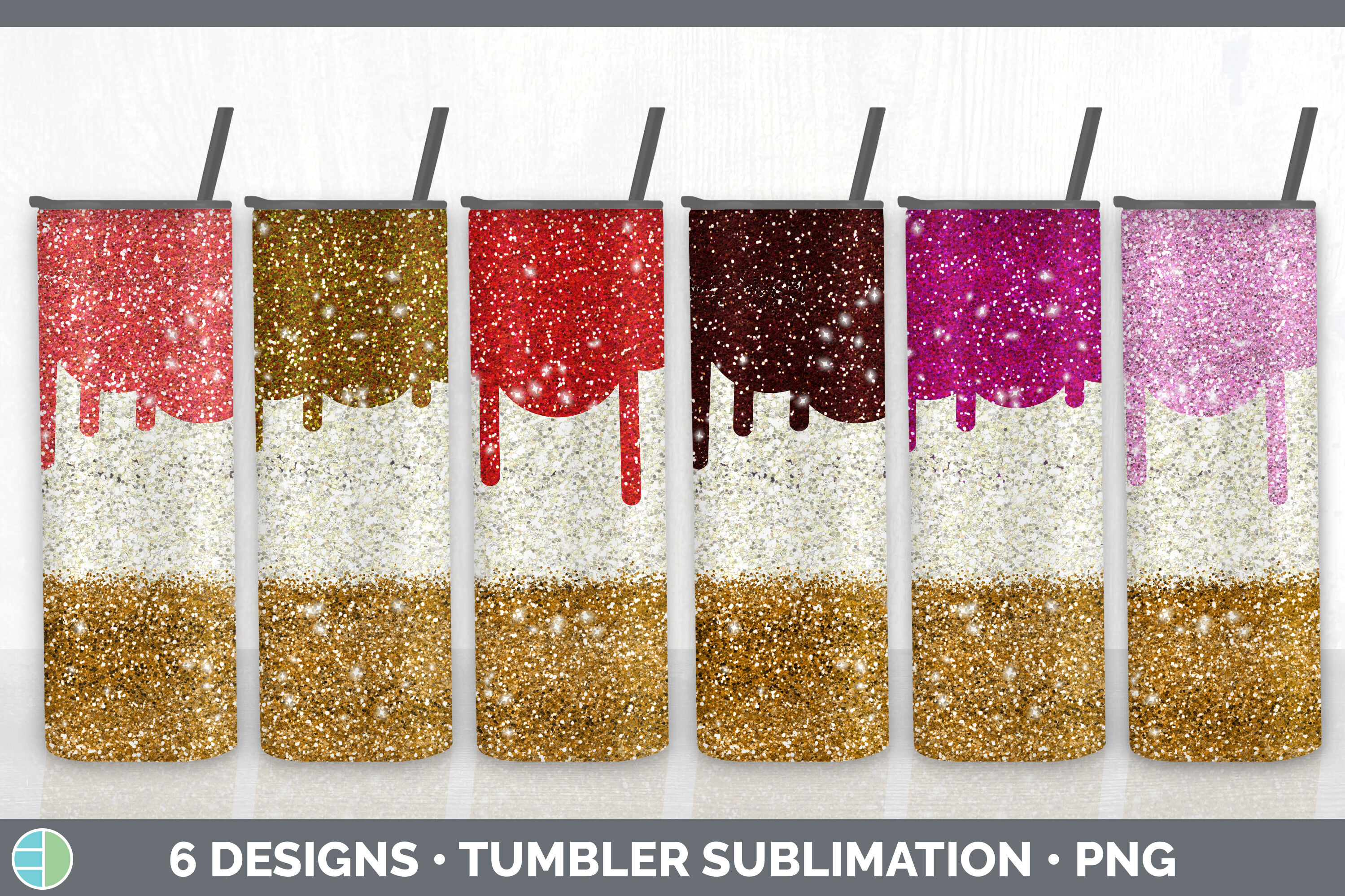 Skinny Tumbler Sublimation Red Glitter Graphic by Enliven Designs