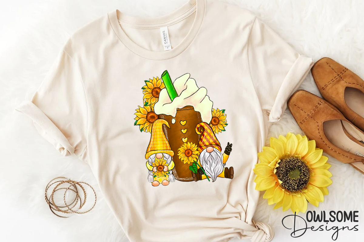 Sunflower Gnomes Coffee Sublimation PNG By Owlsome.designs | TheHungryJPEG