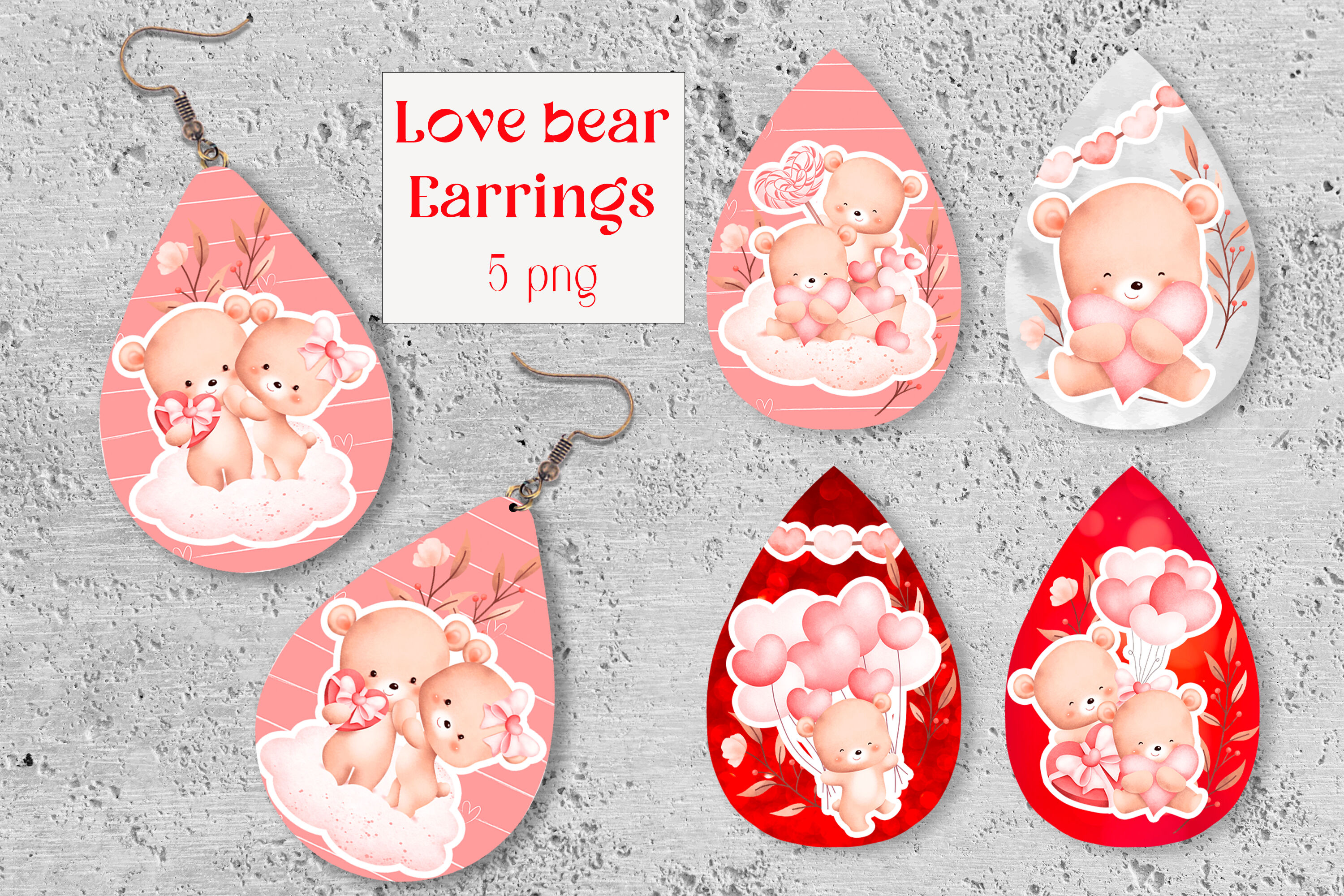 Valentines Earrings design Teardrop Earring sublimation By Shuneika