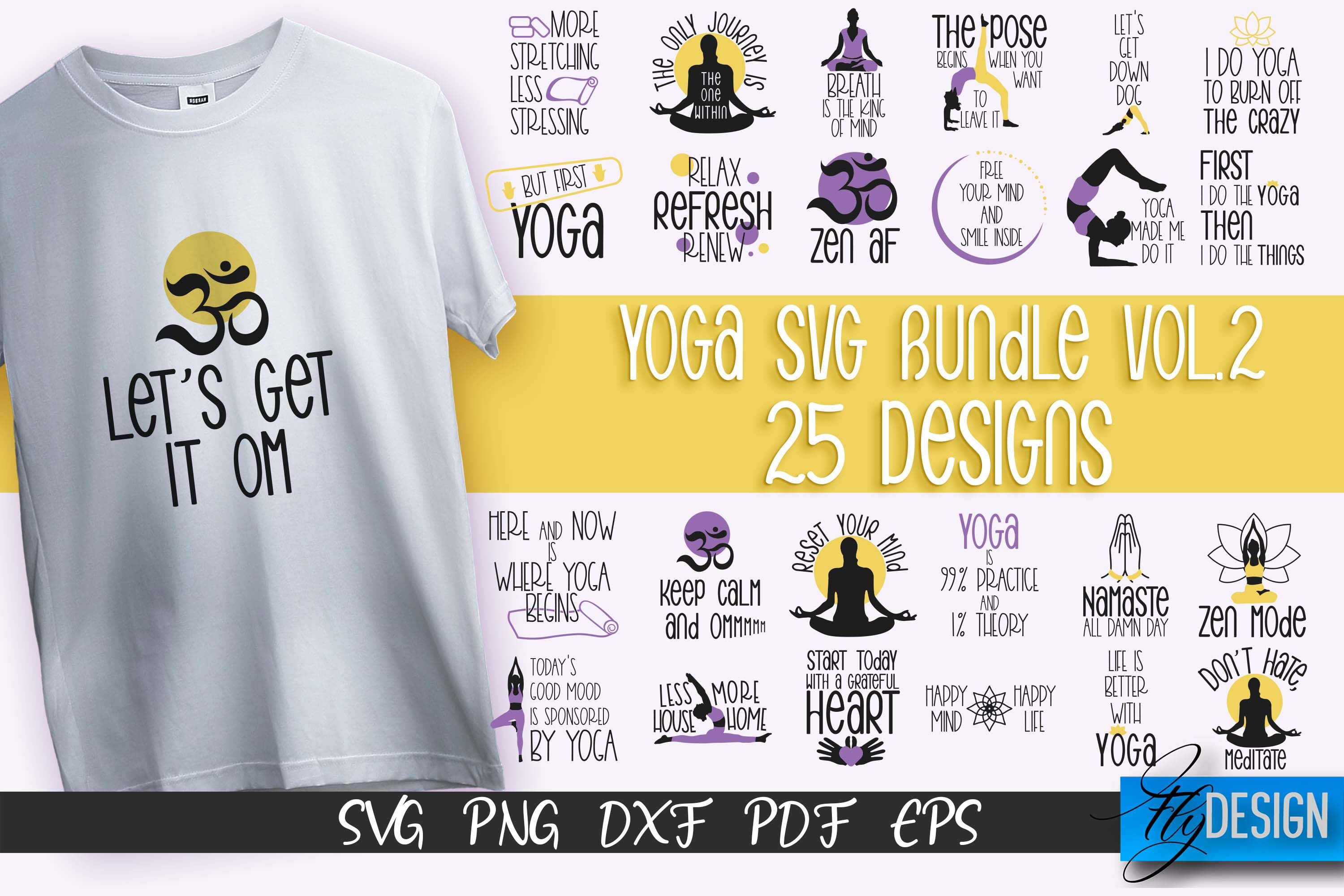 Yoga T-shirt Designs Bundle, Yoga Slogans, Quotes, Saying