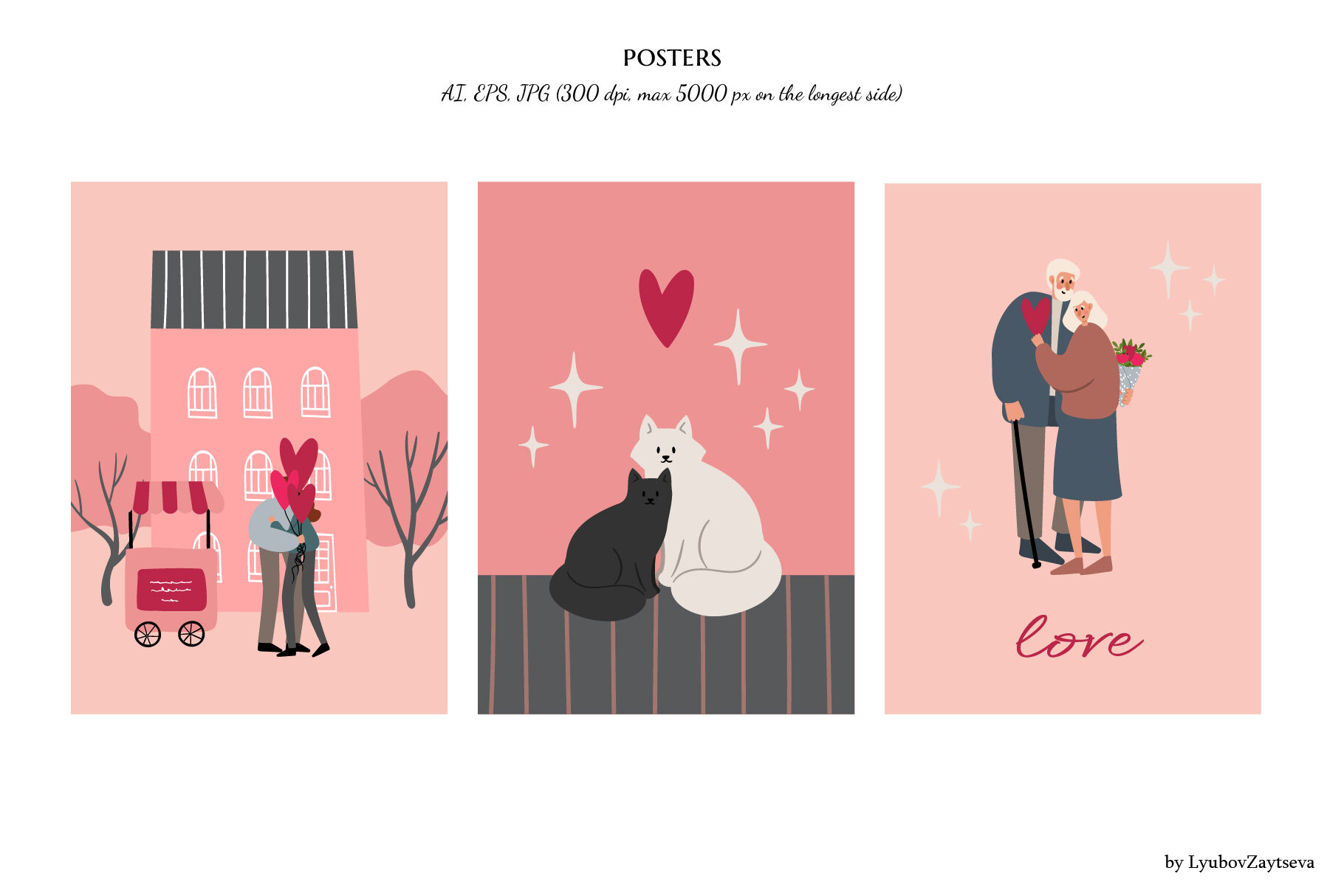 Valentines Day Card, Black Couple Love Illustration, Cute Old Couple By ...