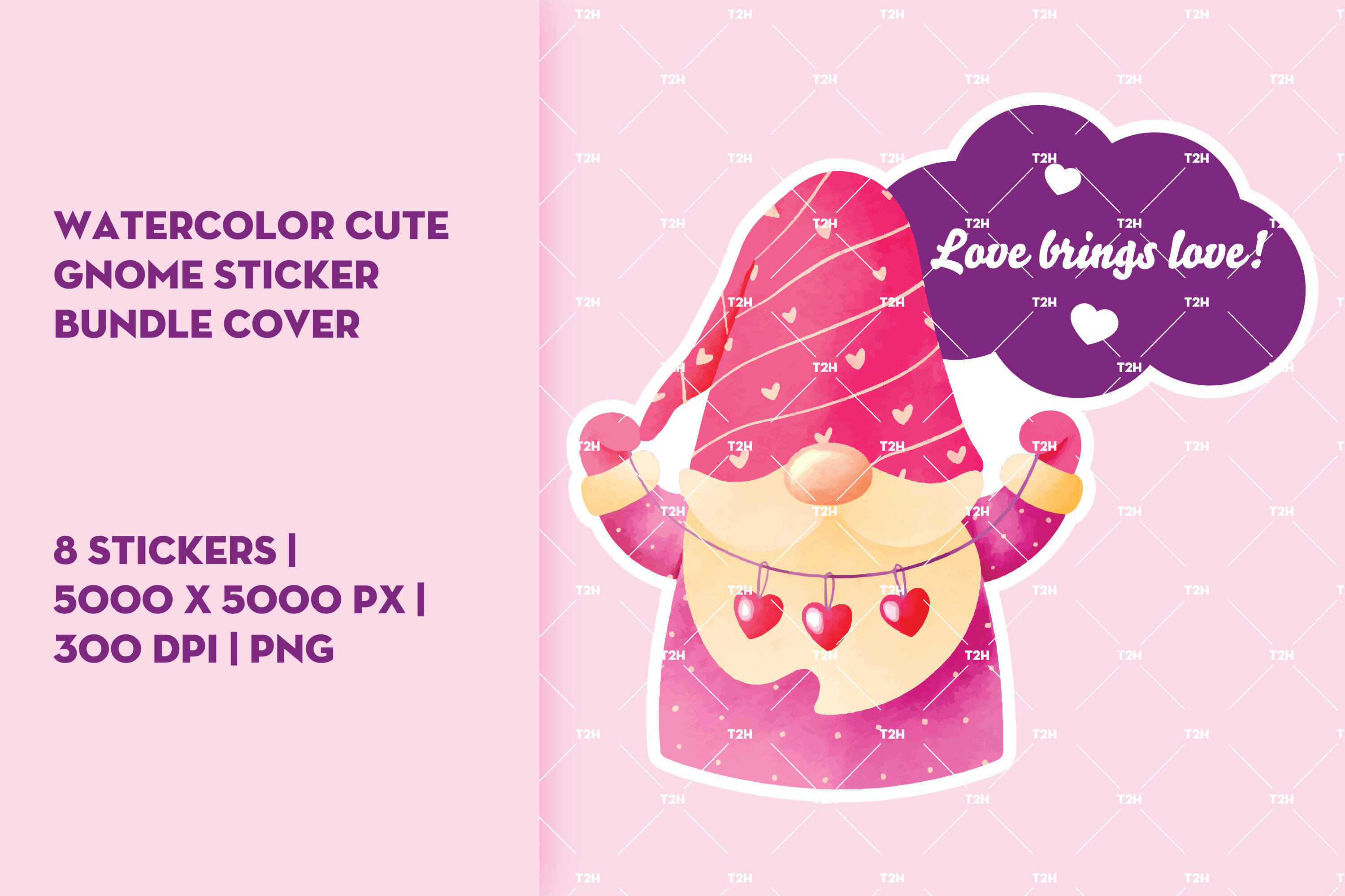 Watercolor cute gnome sticker bundle By Thai Thanh Hieu | TheHungryJPEG