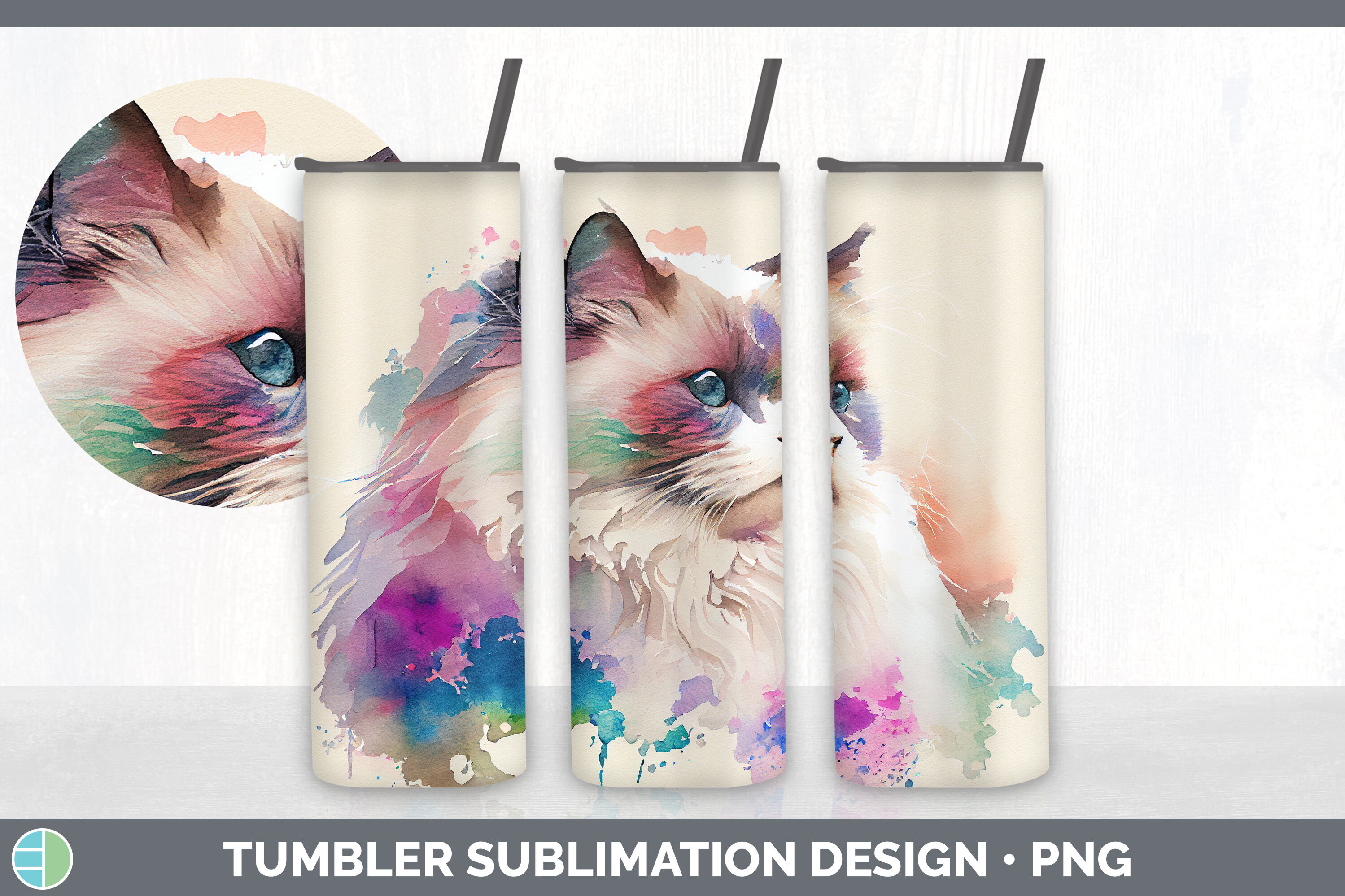 Rainbow Ragdoll Cat Tumbler Sublimation Bundle By Enliven Designs ...