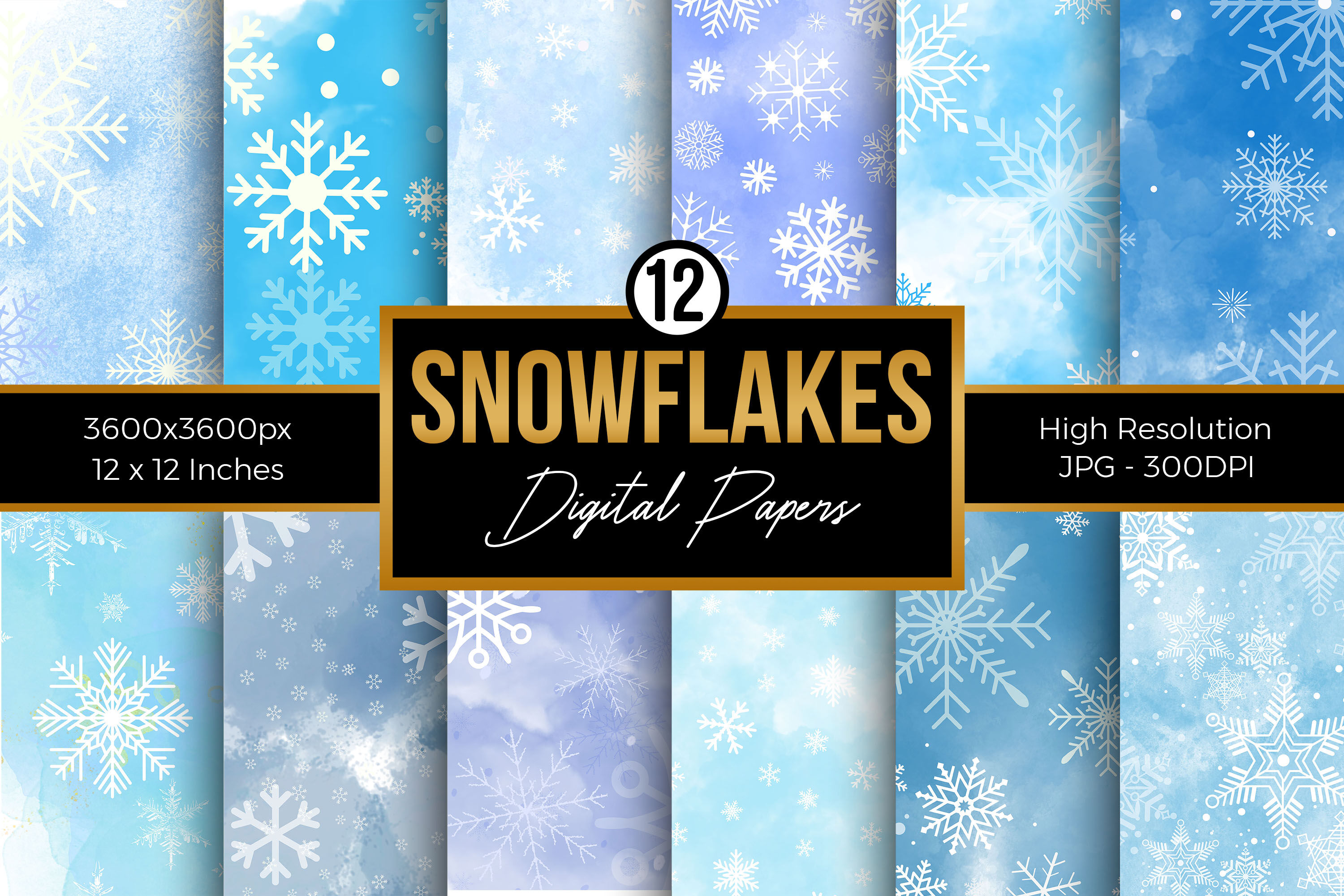 Snowflakes Digital papers By CreativeStore | TheHungryJPEG