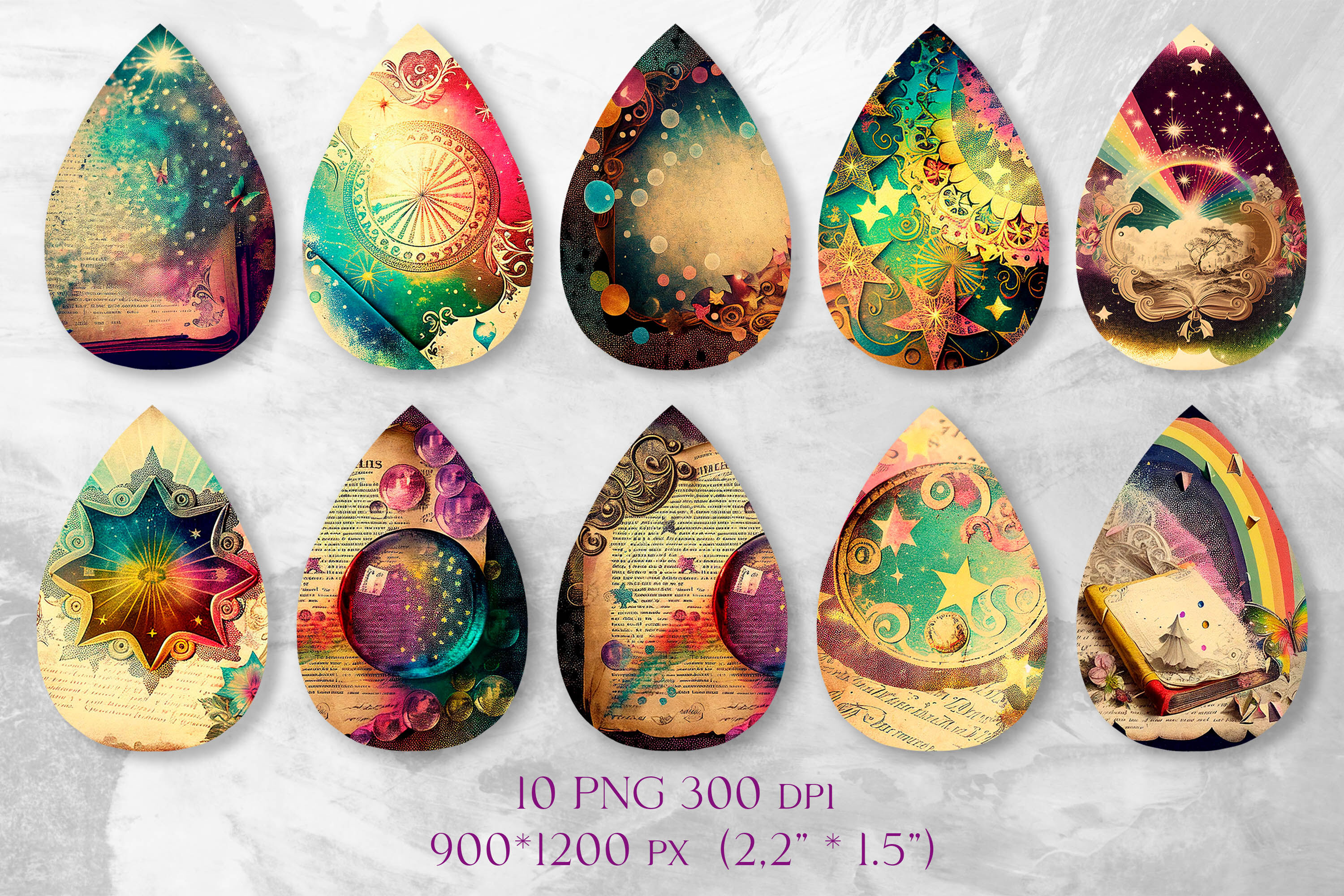 Bundle of 10 Sublimation Earring Designs 