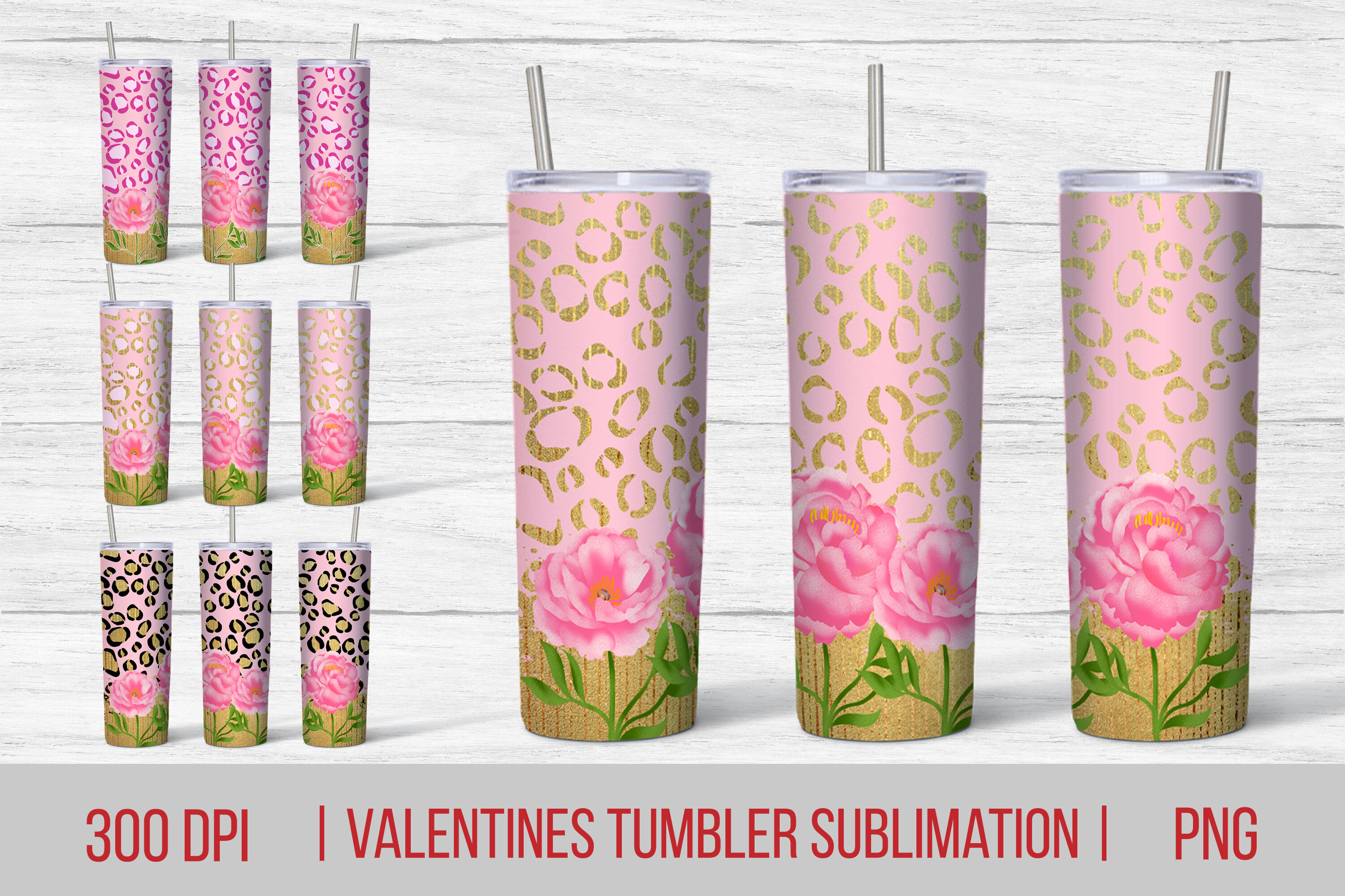 Leopard Tumbler Sublimation Design Summer Tumbler Wrap PNG By