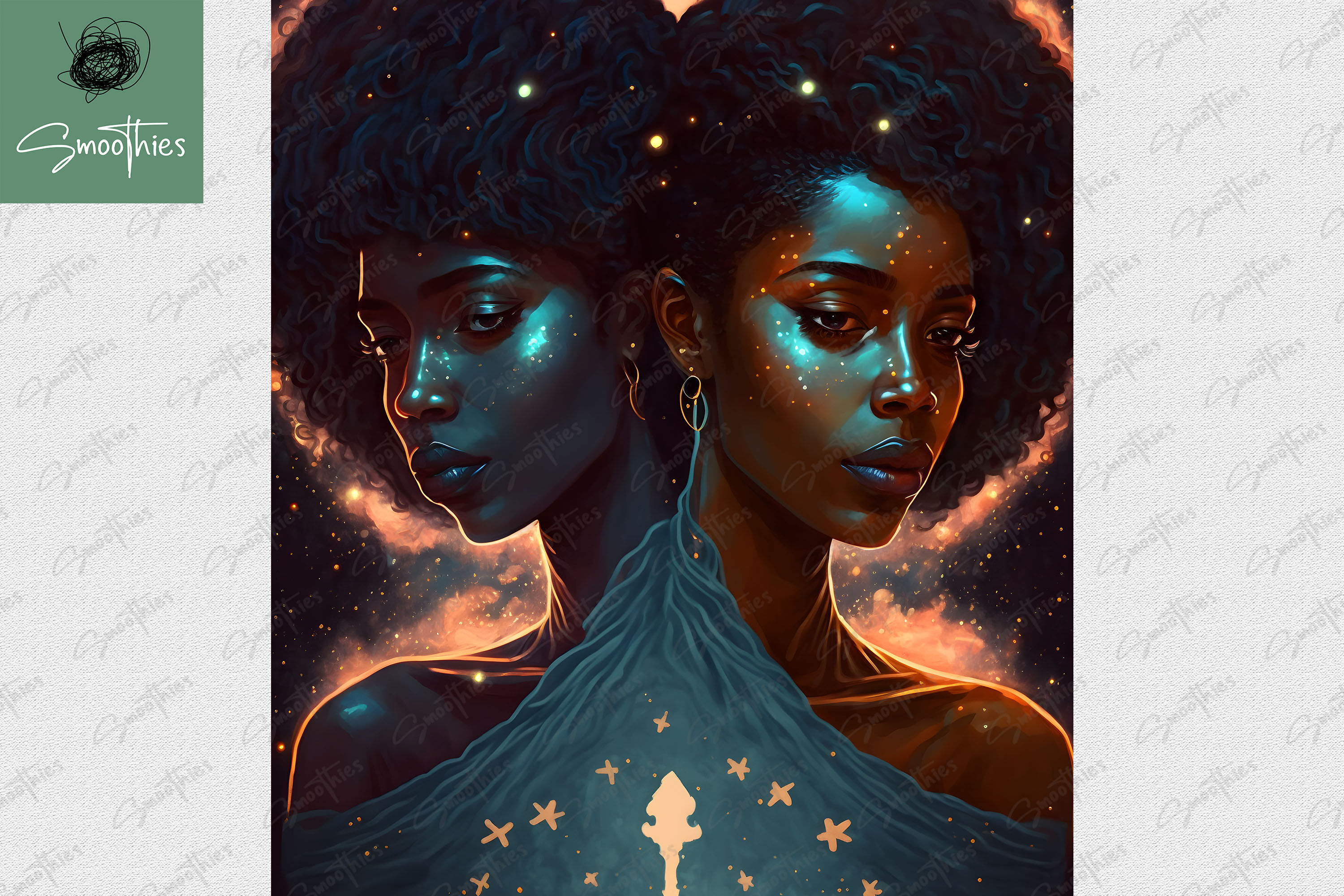 Gemini Black Girl By Zemira | TheHungryJPEG