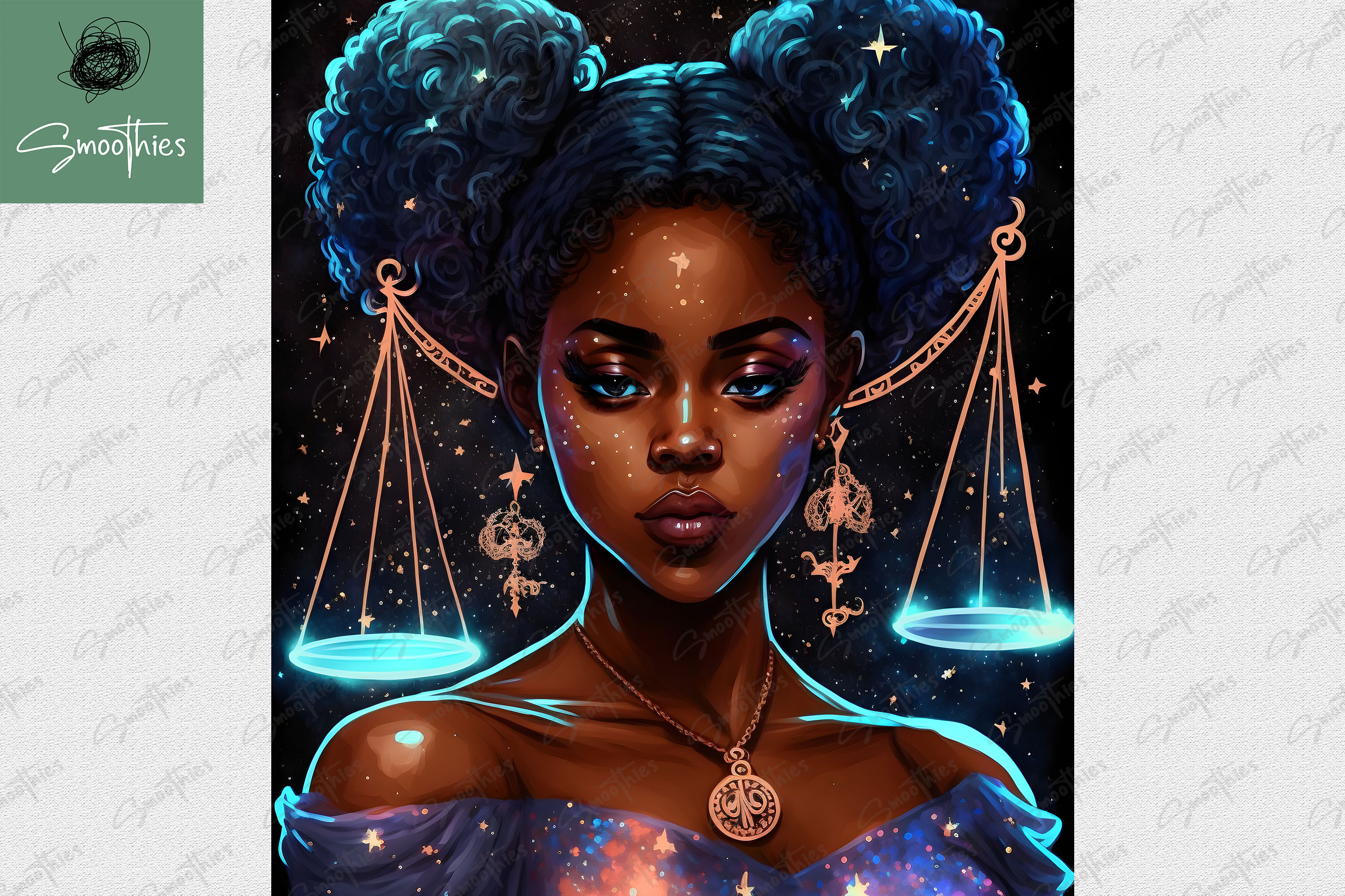 Libra Black Girl By Zemira | TheHungryJPEG