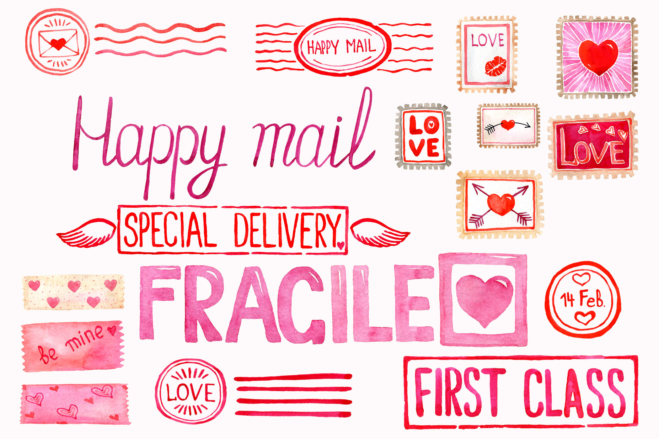 Printable LOVE Postage Stamp style stickers!-Digital File Instant Download-  Valentine's Day, happy mail, crafting, embellishment, hand drawn