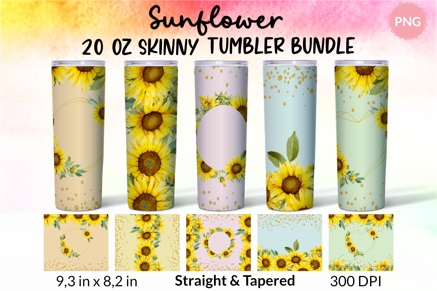 Floral Tumbler Wrap Flower Floral Seamless Wrap Sublimation Designs -  Skinny Tumbler 20oz Design - Digital Download - Seamless Design - PNG