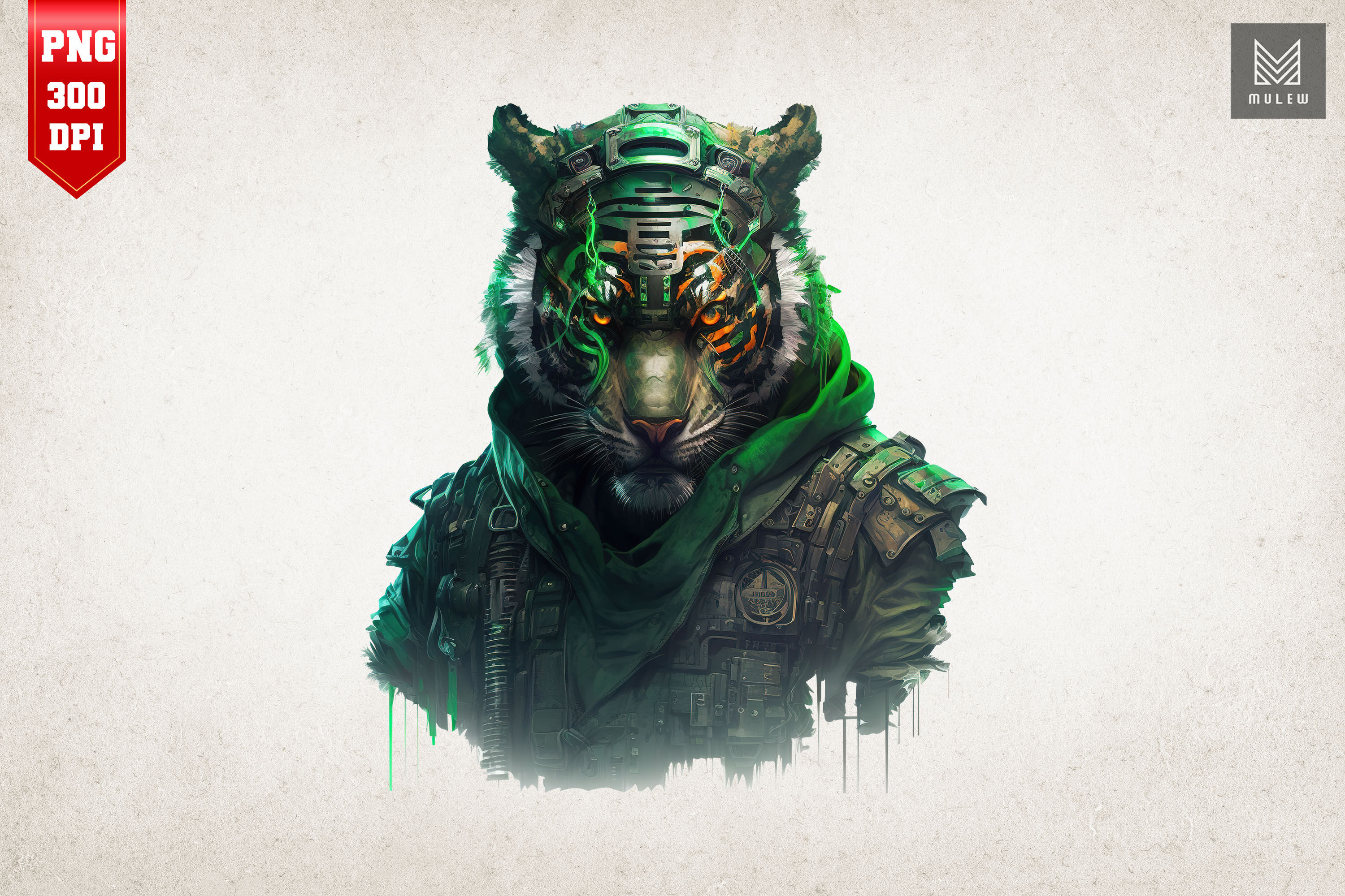 Cyberpunk Tiger St Patrick's Day 2 By Mulew Art | TheHungryJPEG