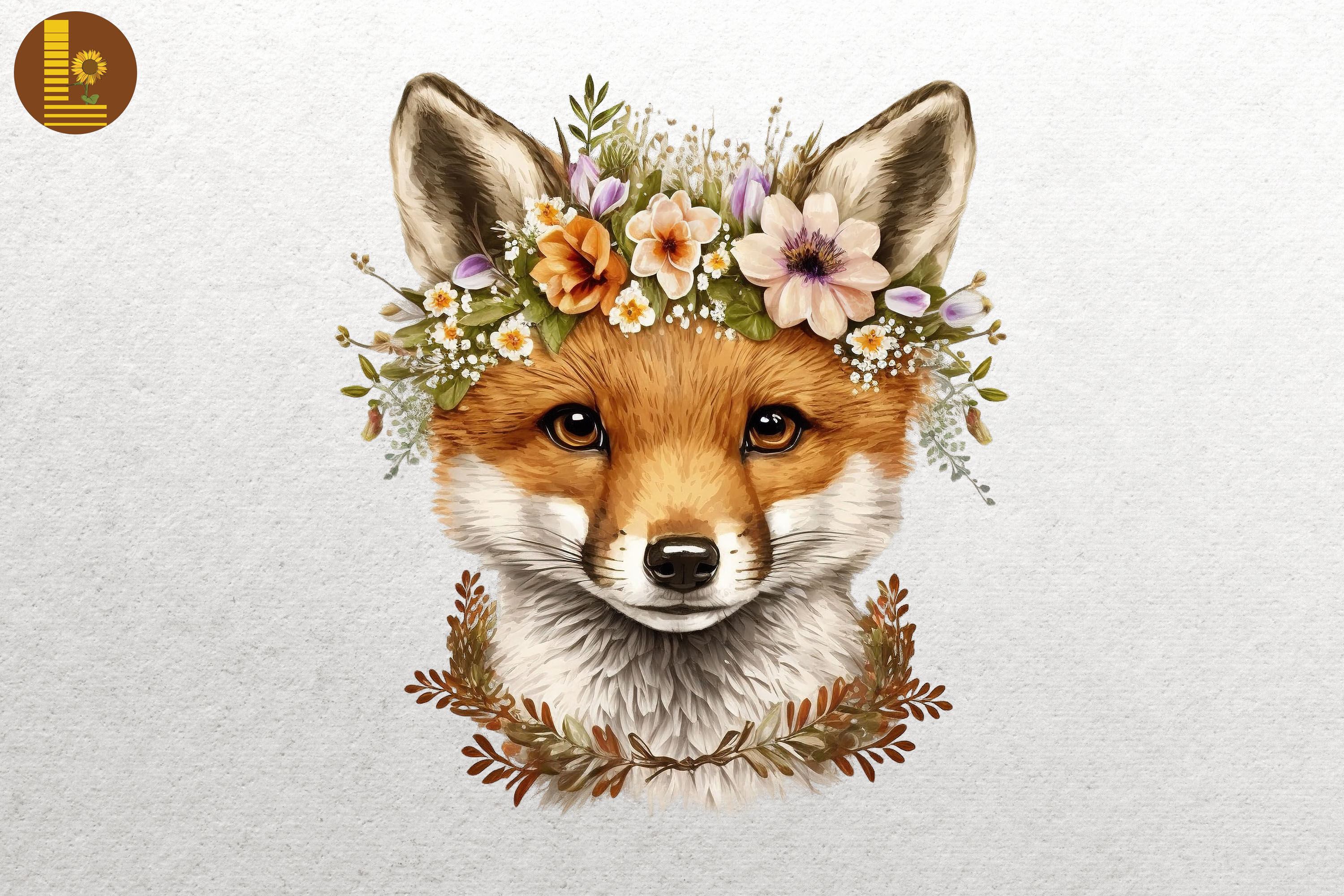 Watercolor Fox And Flowers 3 By Mulew Art | TheHungryJPEG