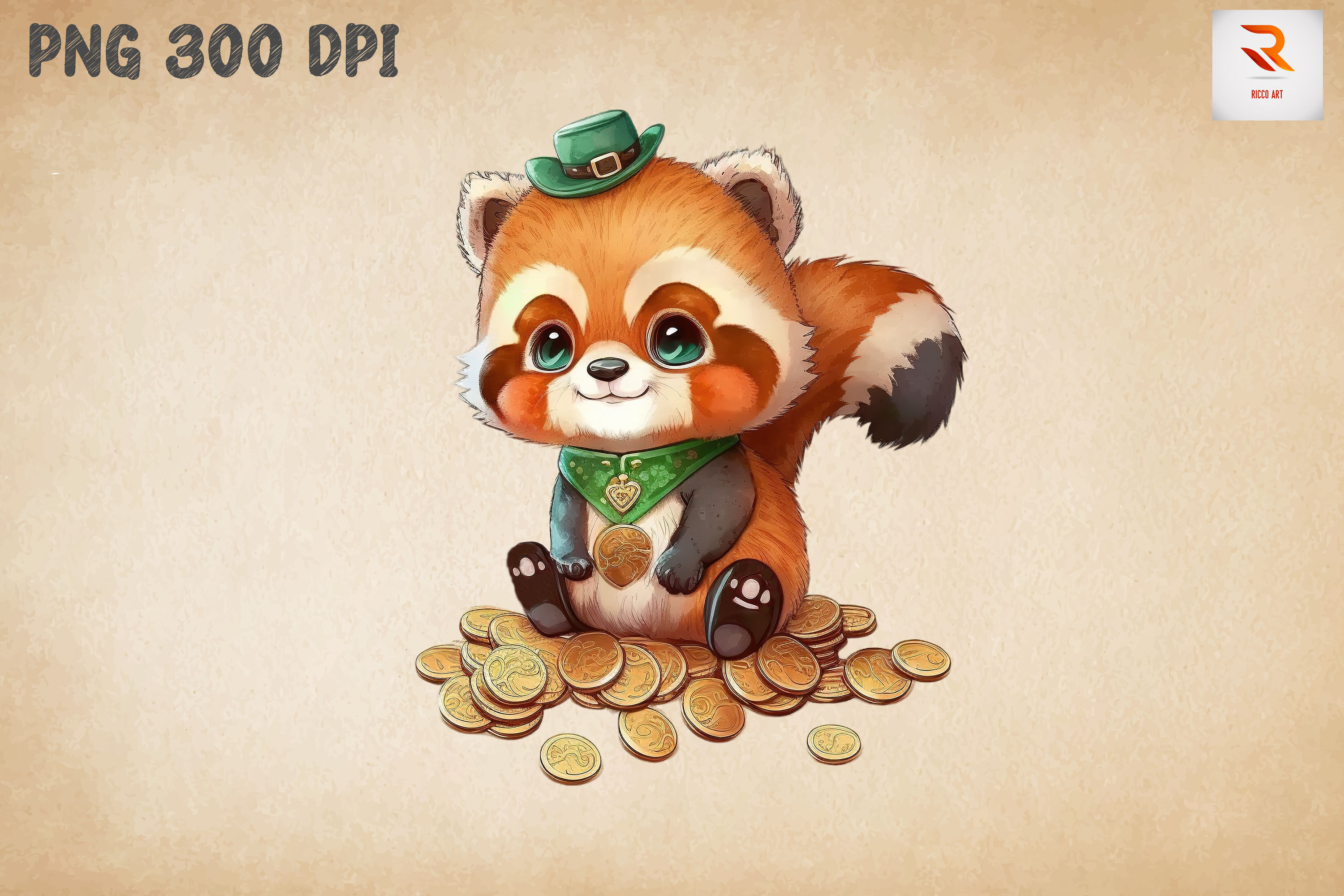 Red Panda & Coins St Patrick's Day 4 By Mulew Art | TheHungryJPEG