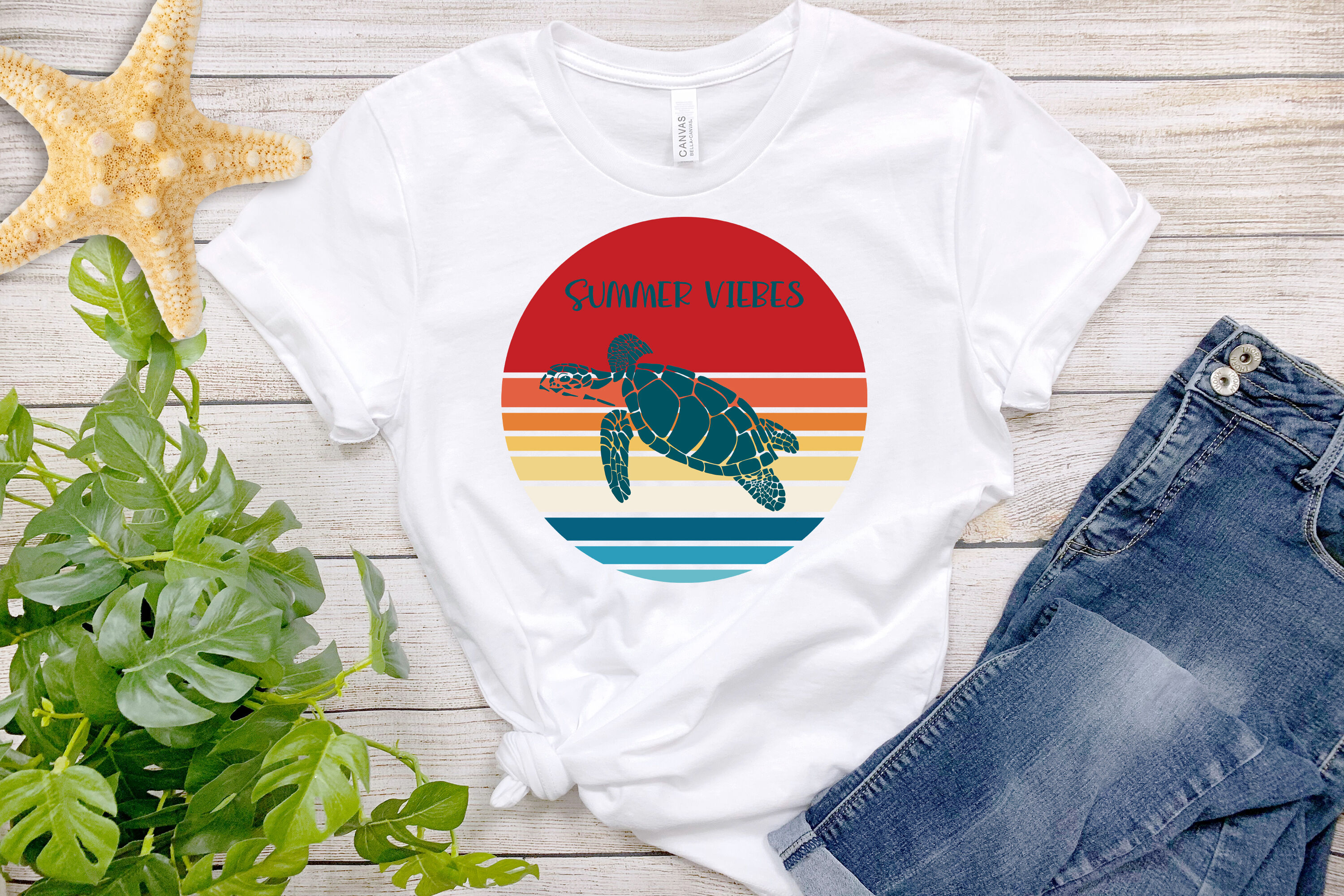 Turtle sublimation | Summer retro sunset By Svetana Studio | TheHungryJPEG