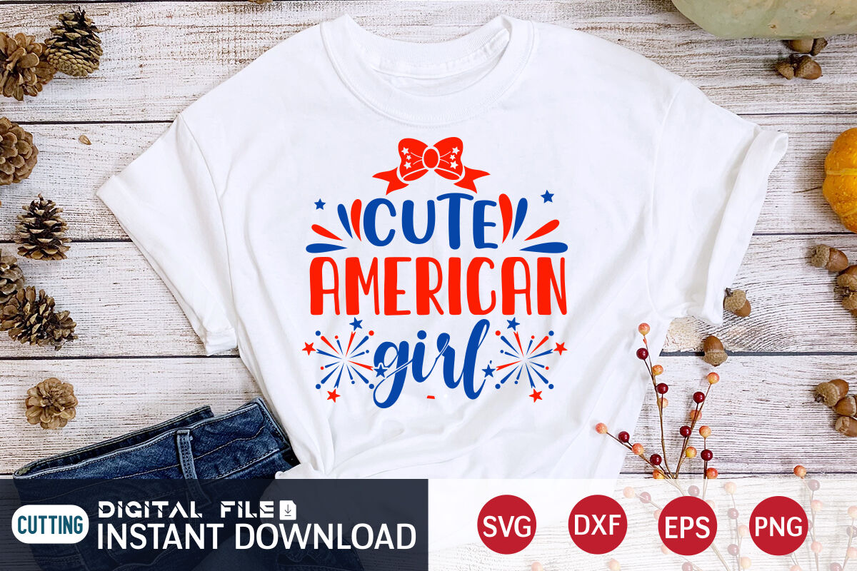 Cute American Girl SVG By FunnySVGCrafts | TheHungryJPEG