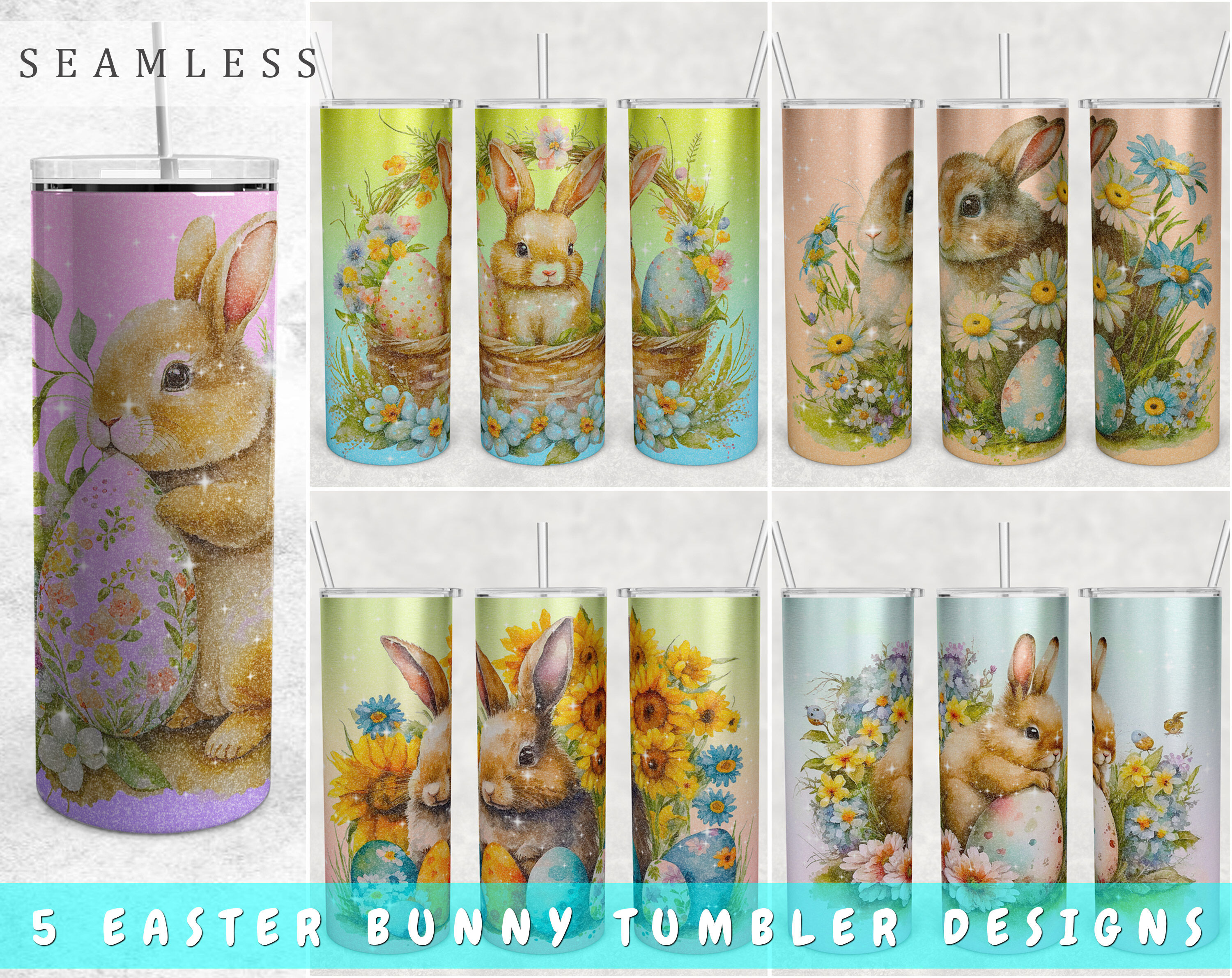 Easter Tumbler Sublimation Designs Bundle, 20 Oz Skinny Tumbler Easter By  LemonStudioCreations