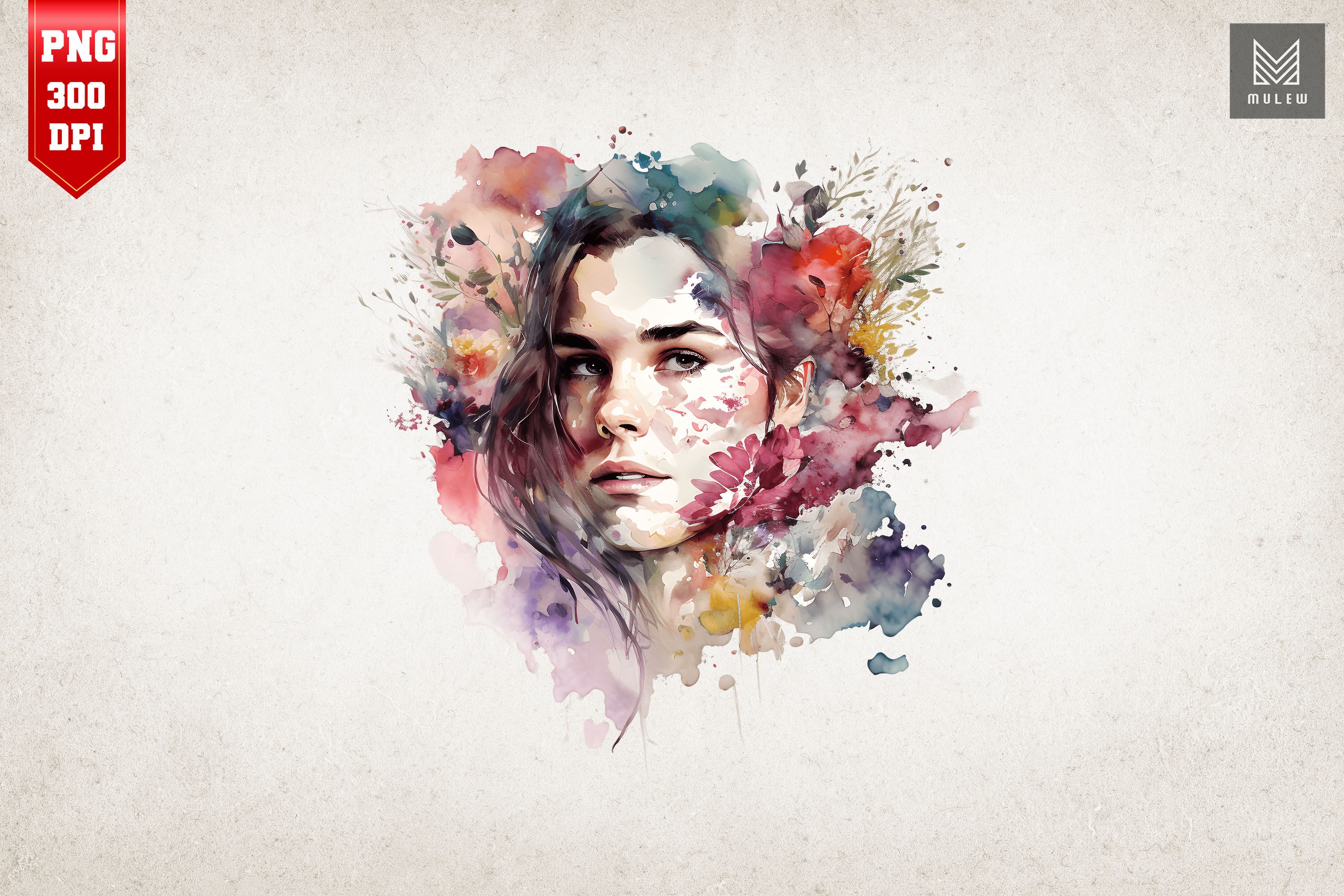 Beautiful Girl & Flowers Watercolor 11 By Mulew Art | TheHungryJPEG