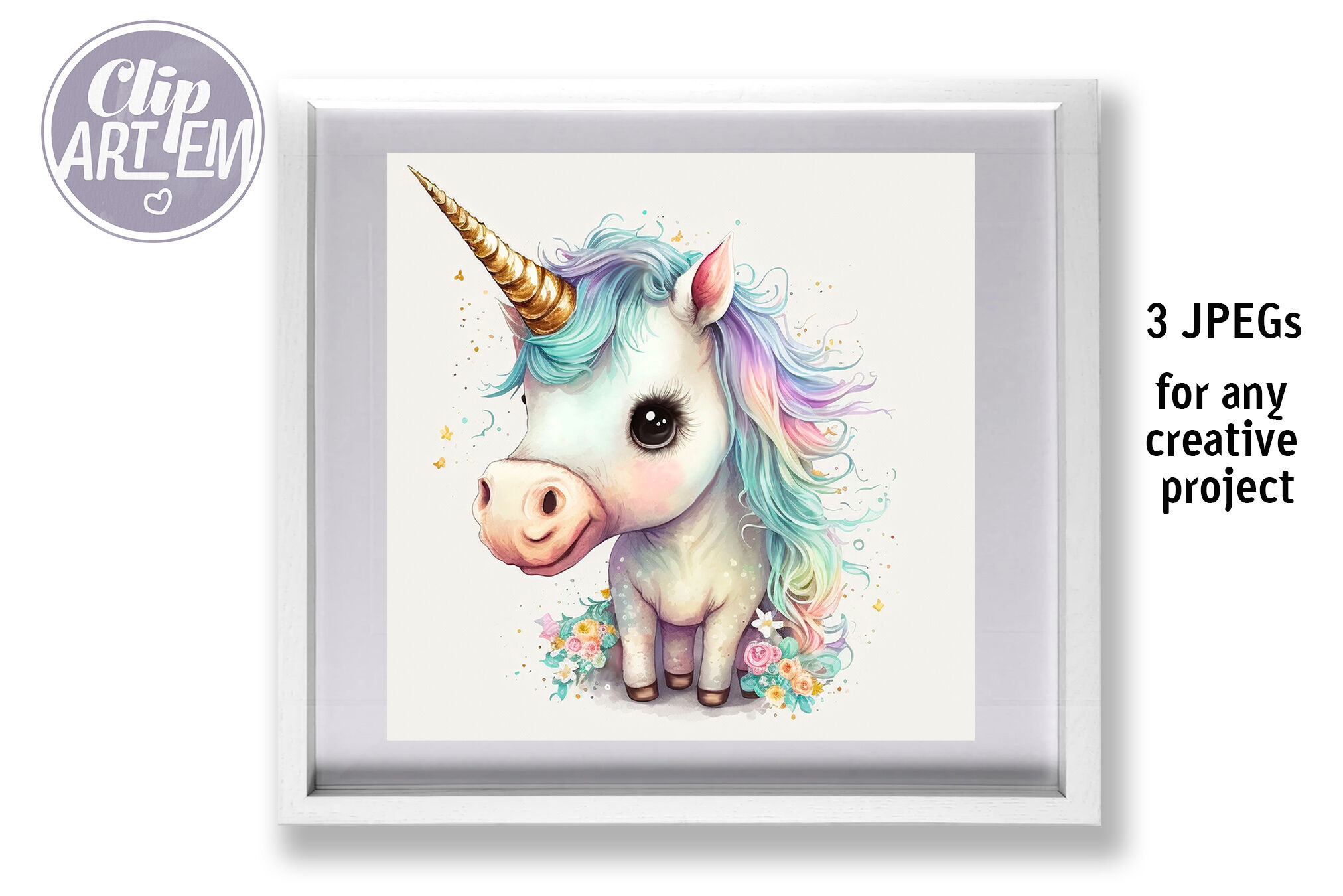 Wall Art Print, Girly Unicorn