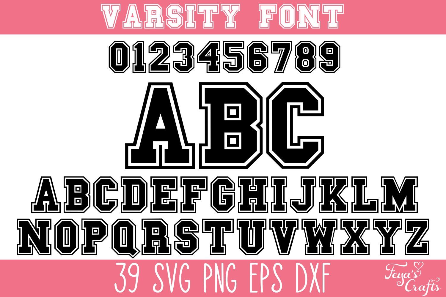 Varsity Numbers SVG Cut File, Sports Jersey Numbers DXF