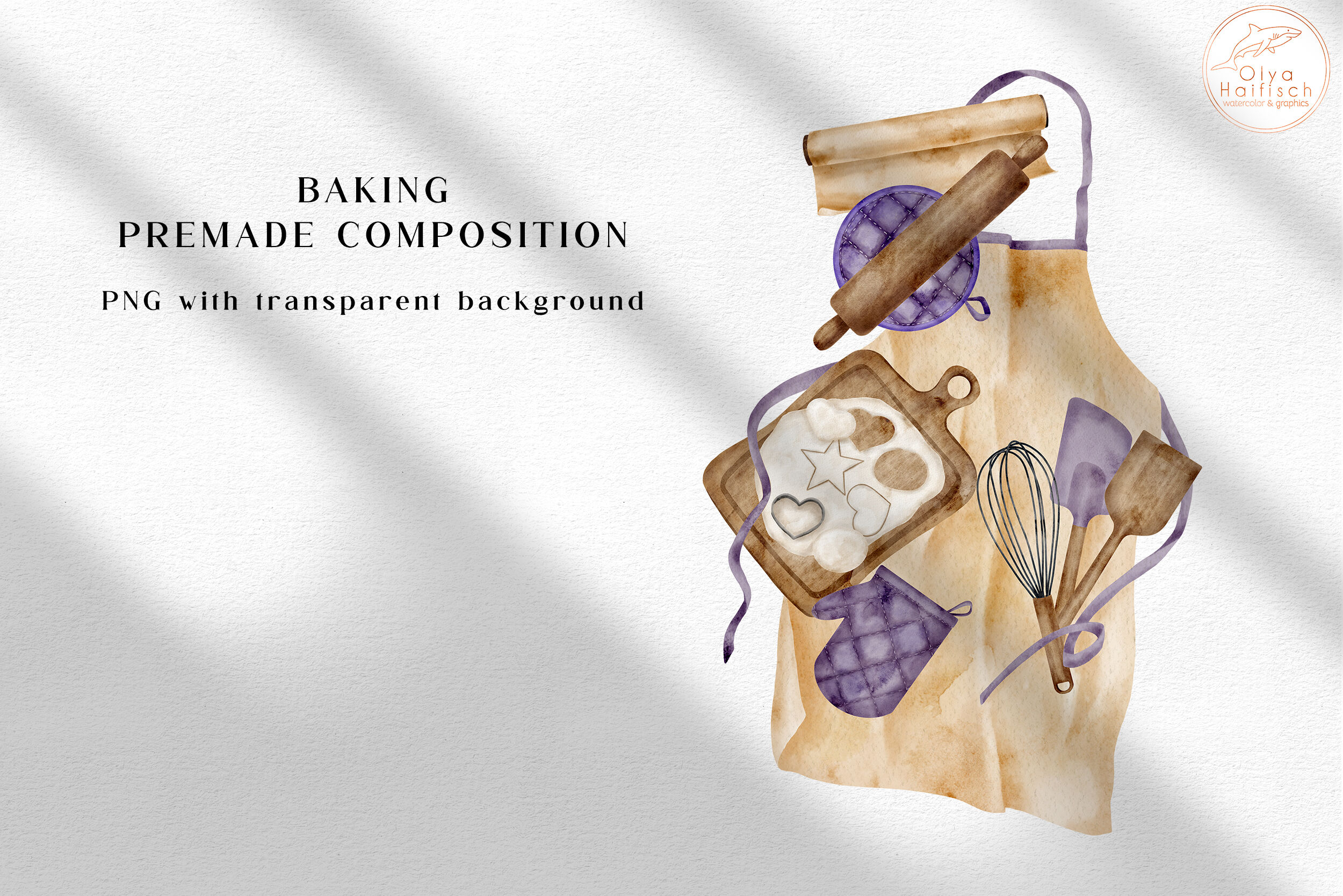 Watercolor Baking Tools, Ingredients PNG Graphic by Olya Haifisch ·  Creative Fabrica