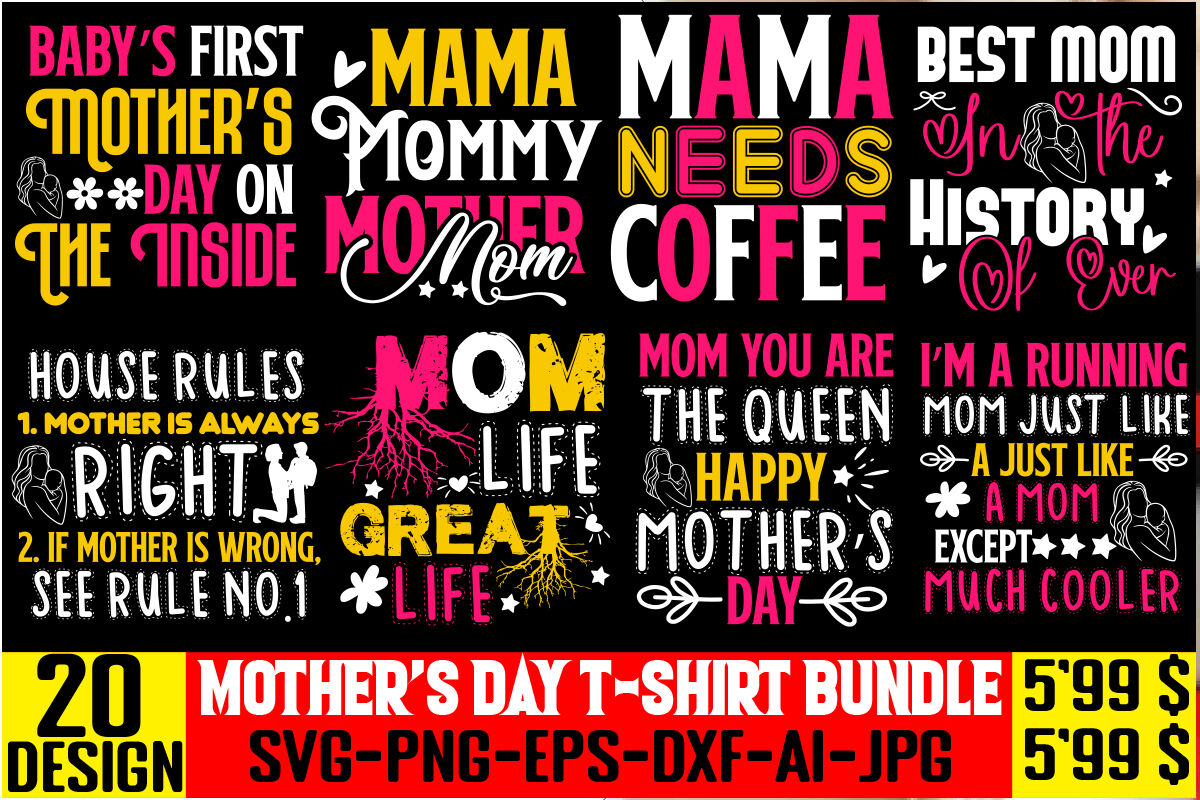 Mother's Day T-shirt Bundle,Motherhood, Mom Dinosaur svg, Mom SVG, Mom By  Design get