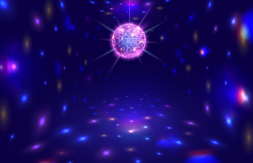 Illustration Of Blue And Pink Disco Balls With Light Beams