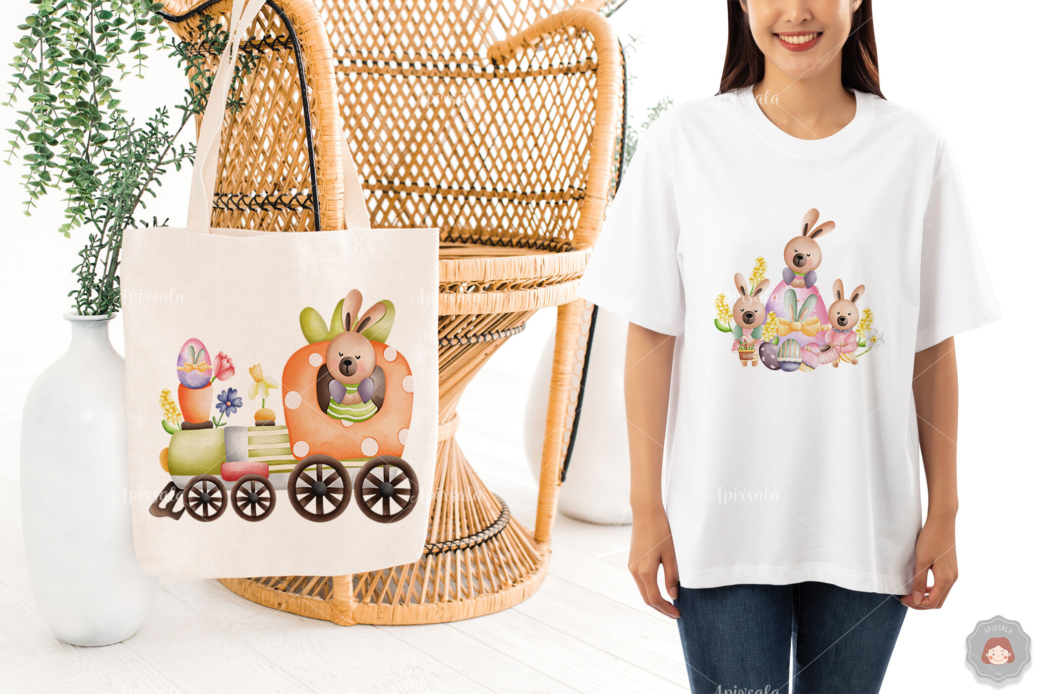 Watercolor Cute Easter Bunny Sublimation By Apixsala | TheHungryJPEG