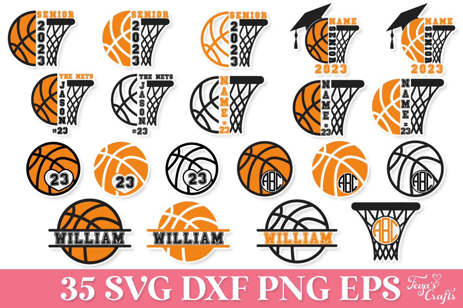 Basketball Monogram SVG Bundle By Anastasia Feya Fonts & SVG Cut Files