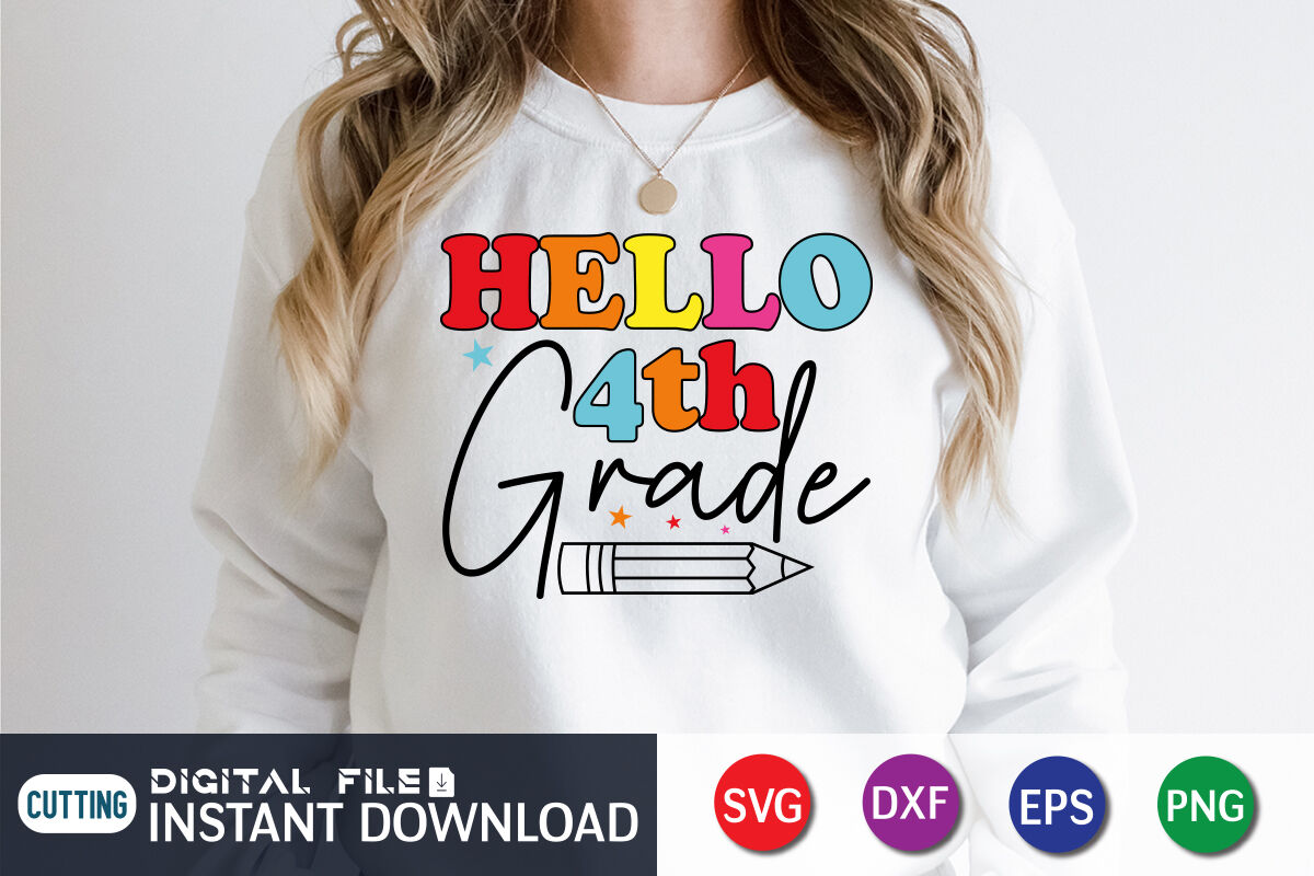 Hello 4th Grade SVG By FunnySVGCrafts | TheHungryJPEG