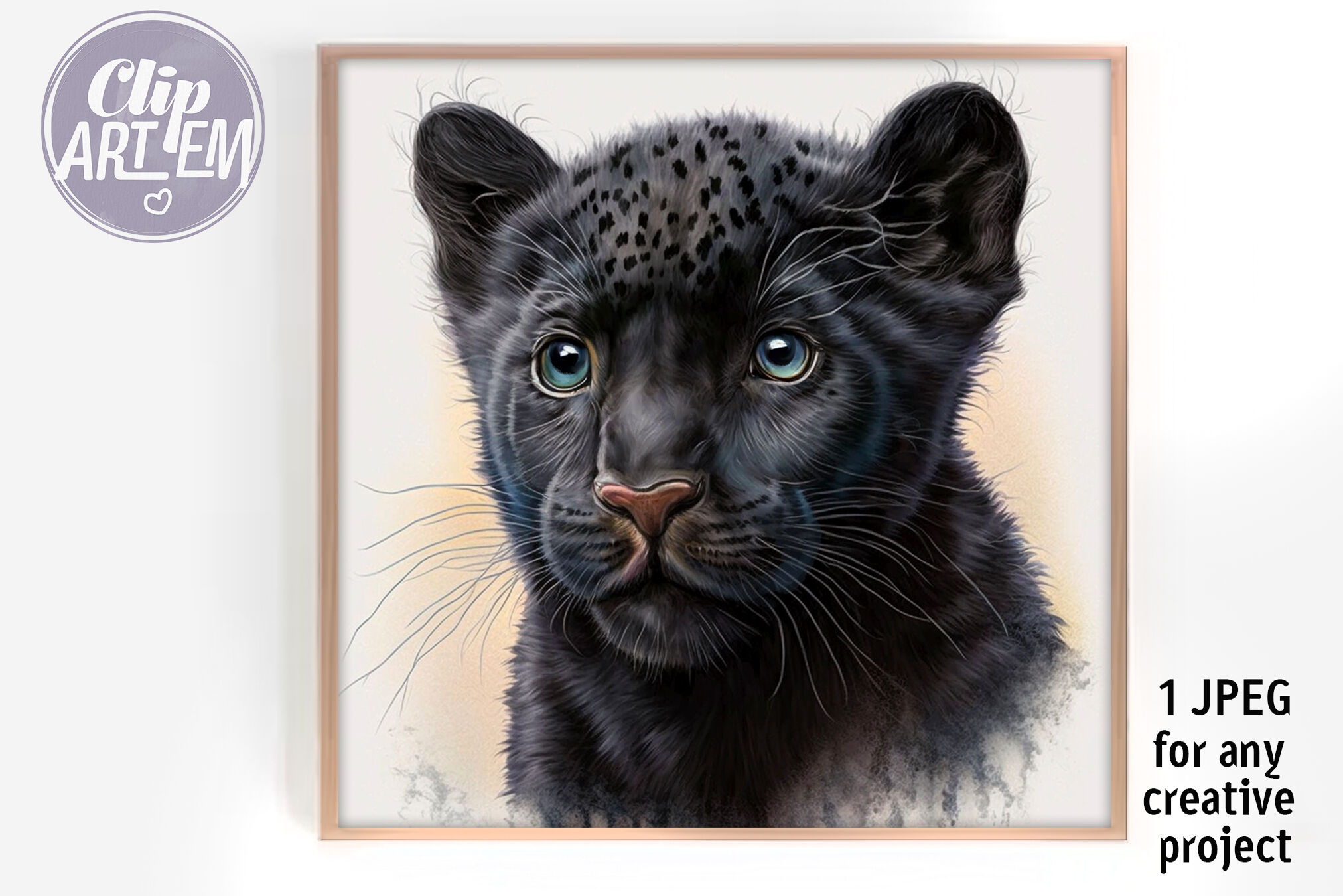 cute baby black panther with blue eyes