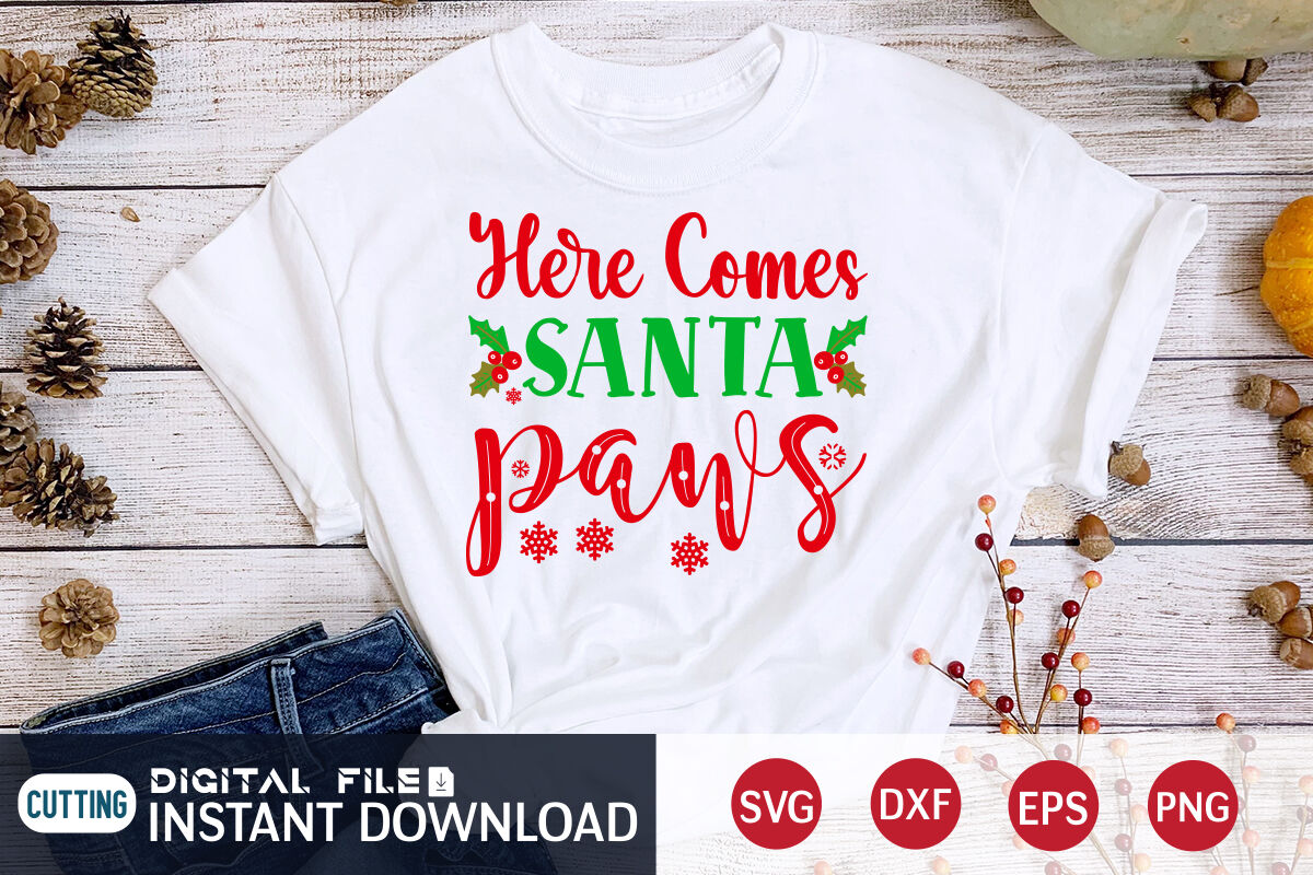 Here Comes Santa Paws SVG By FunnySVGCrafts | TheHungryJPEG