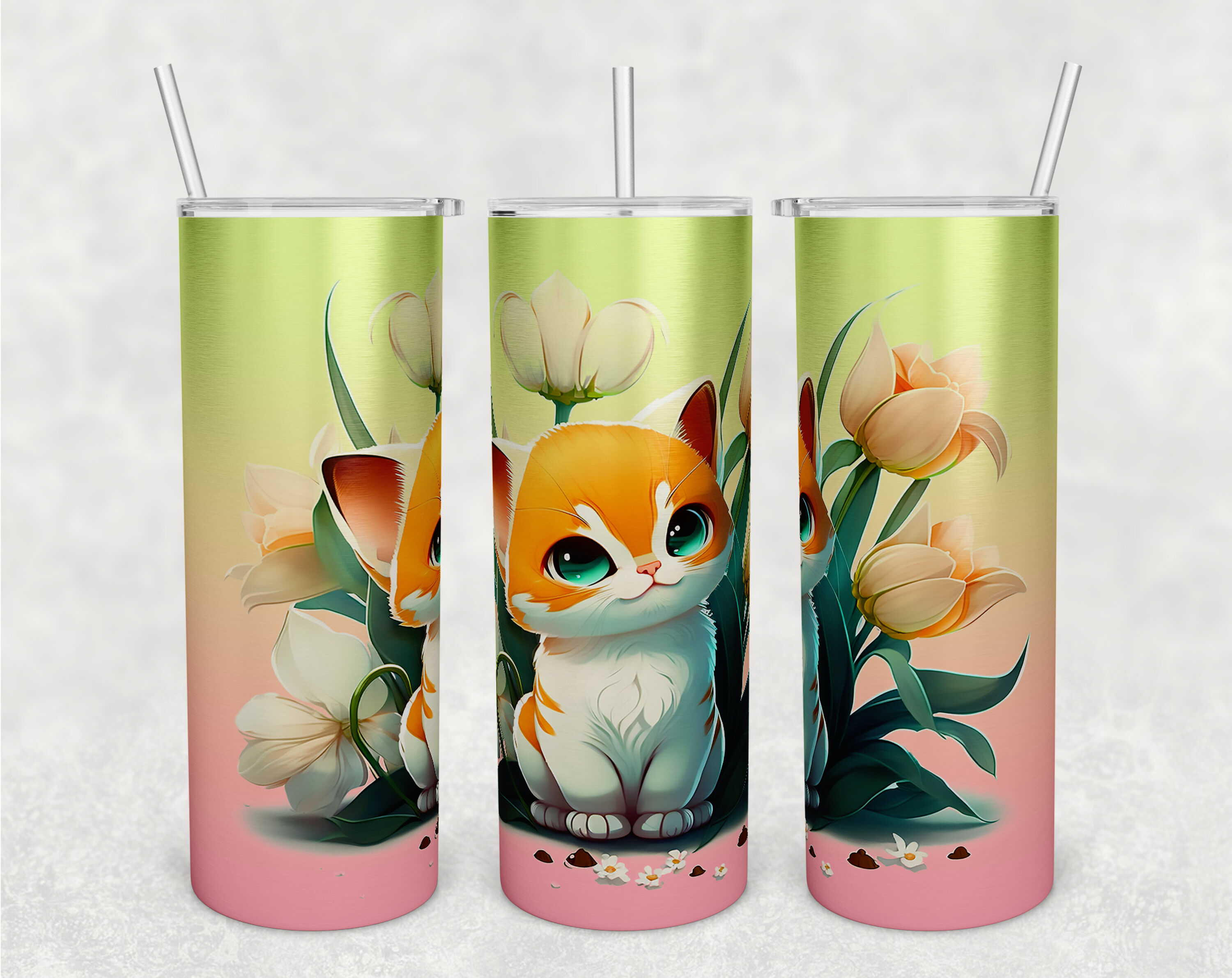  Cute Adorable Kittens Cartoon 20oz Skinny Tumbler, Beautiful  Colors Kittens Tumbler, Cute Kittens Tumbler Wrap, Cute Tumbler Wrap, Cat  Tumbler : Handmade Products