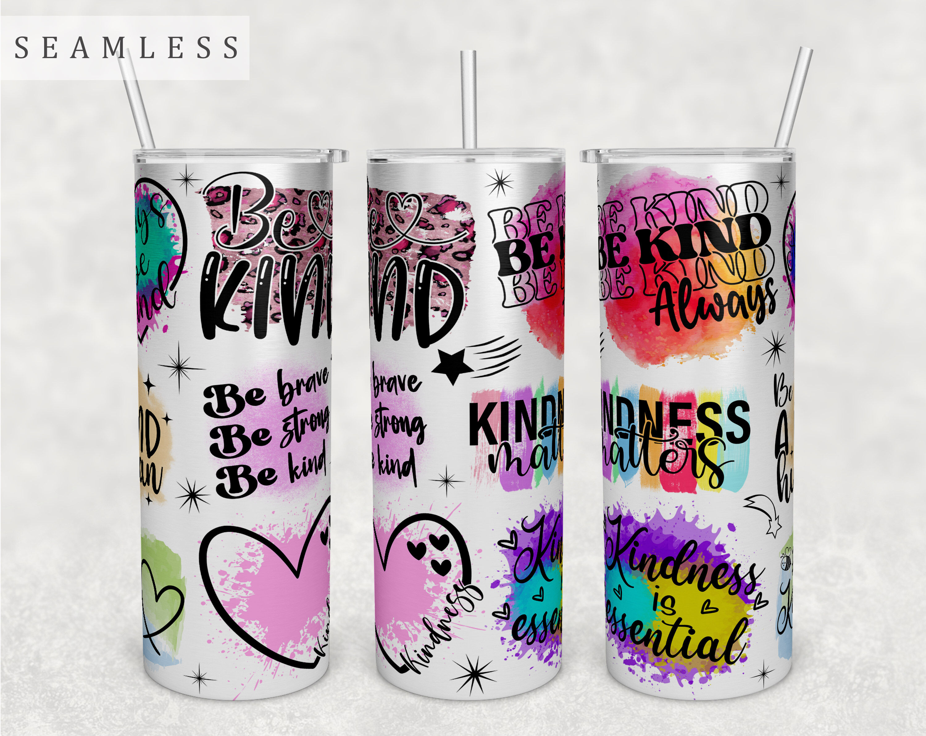 Kindness Quotes Tumbler Wrap, 20 Oz Skinny Tumbler Kindness Sayings By ...