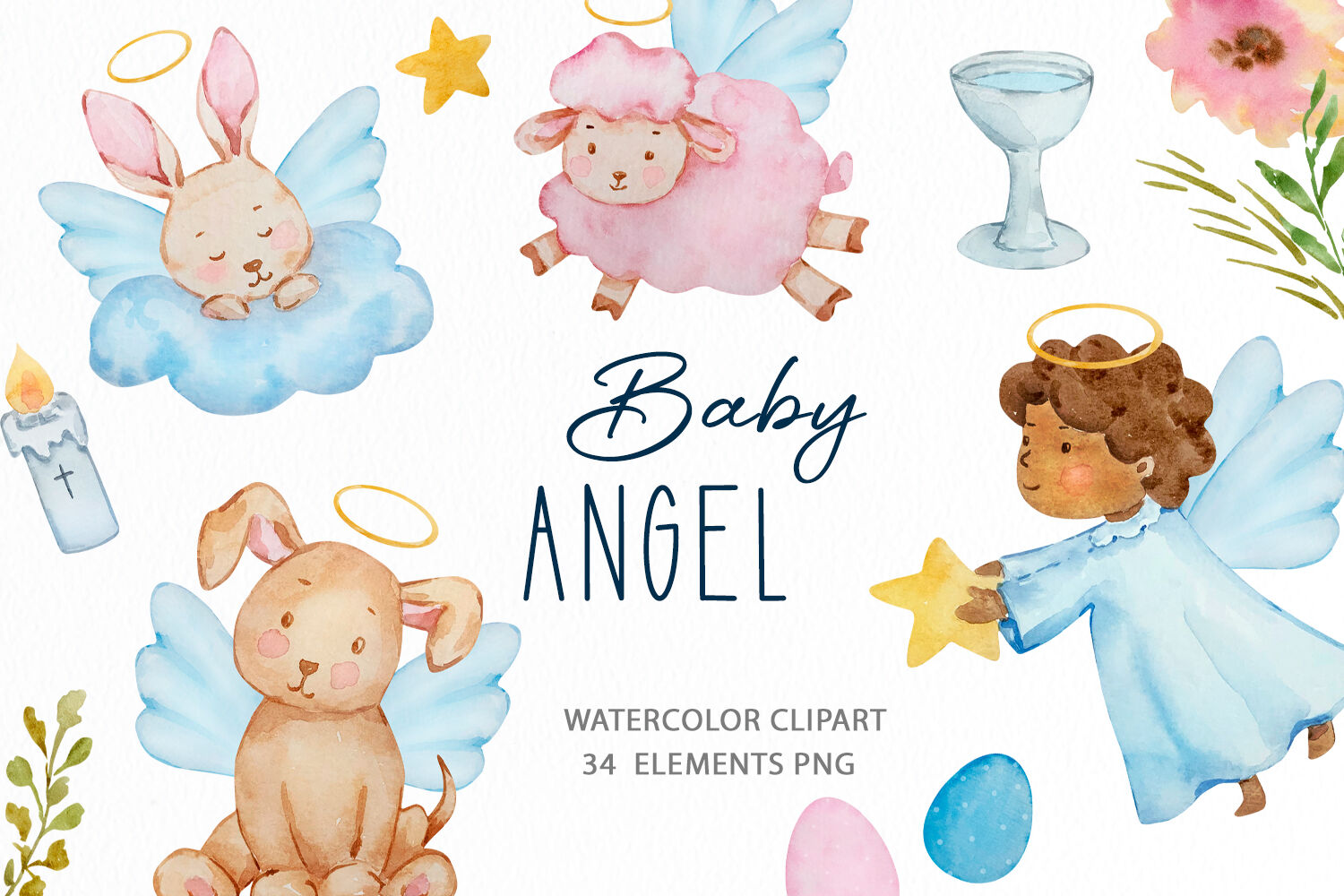 Watercolor Little Angels Clipart By Svetaartlana 