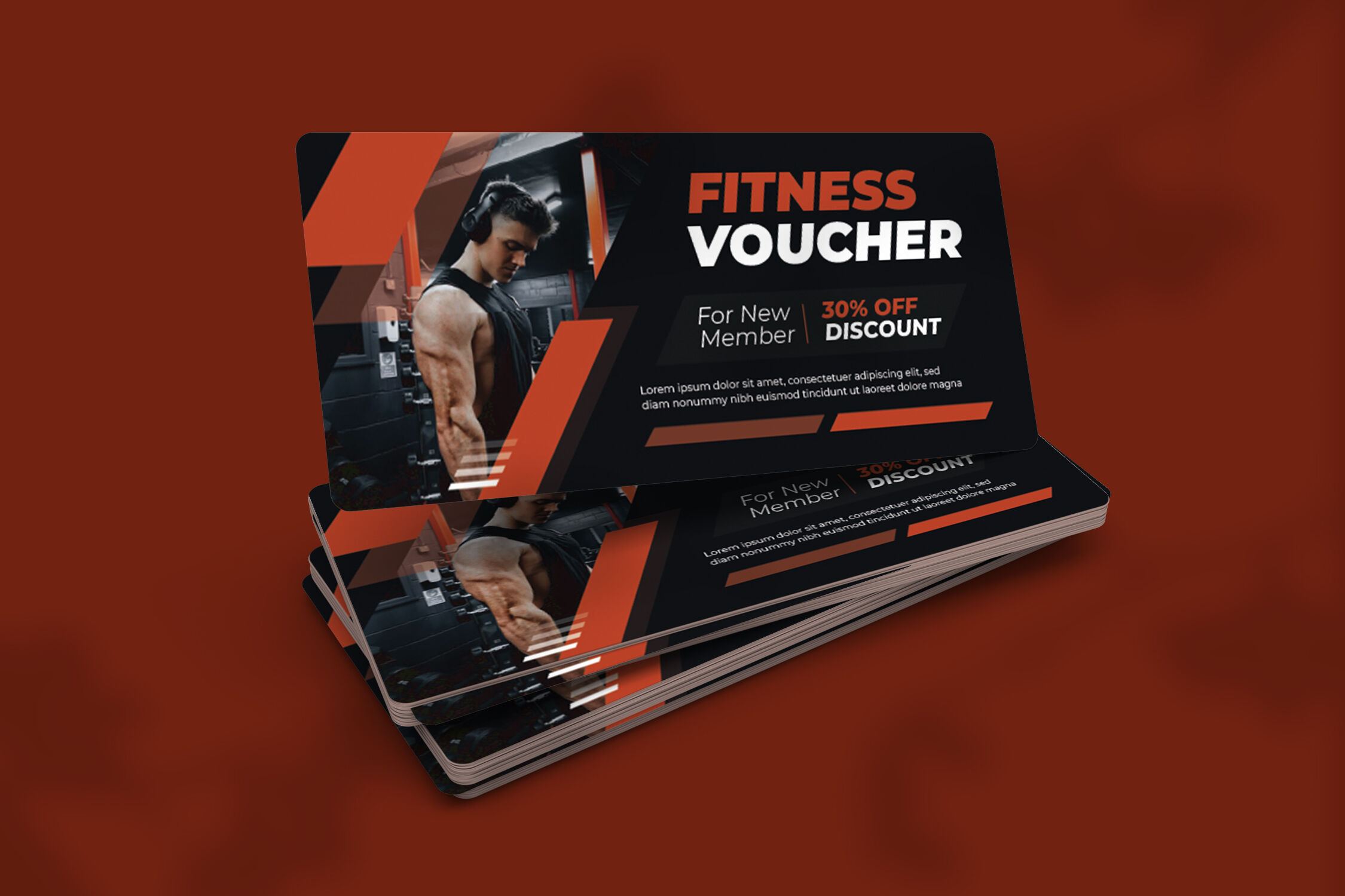 Gym Gift Voucher Template with Photo Graphic by Ju Design