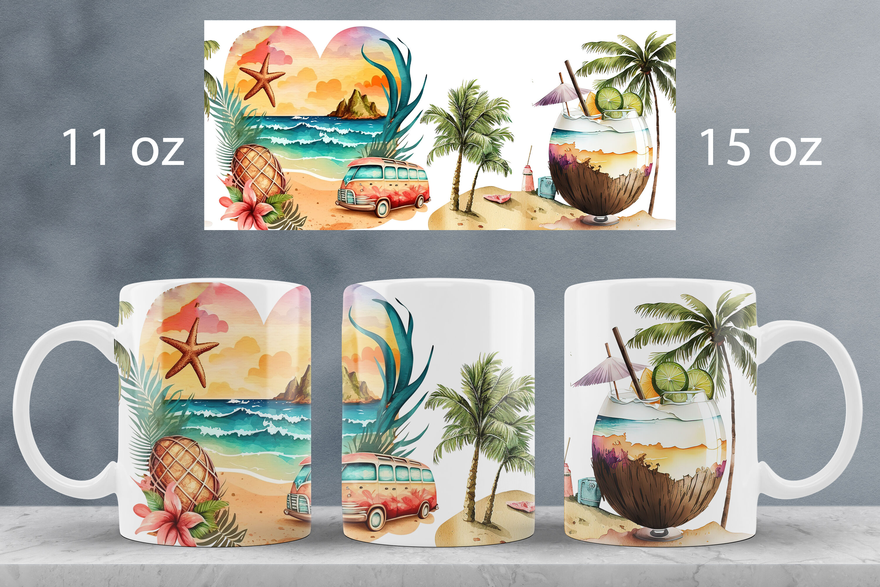 Greenery mug wraps designs. Sublimation Coffee Cups