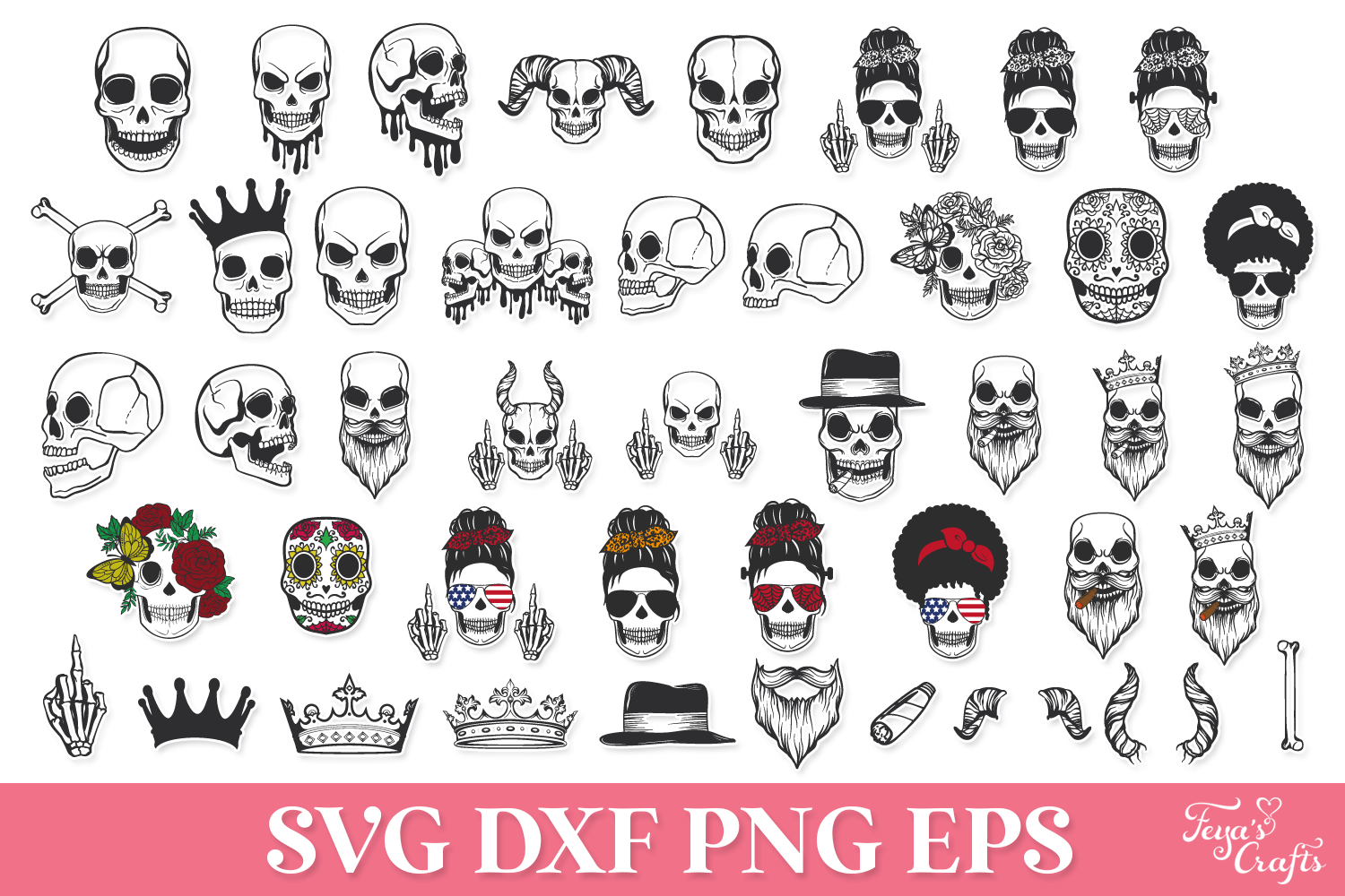 Skull SVG Files Bundle By Anastasia Feya Fonts & SVG Cut Files ...