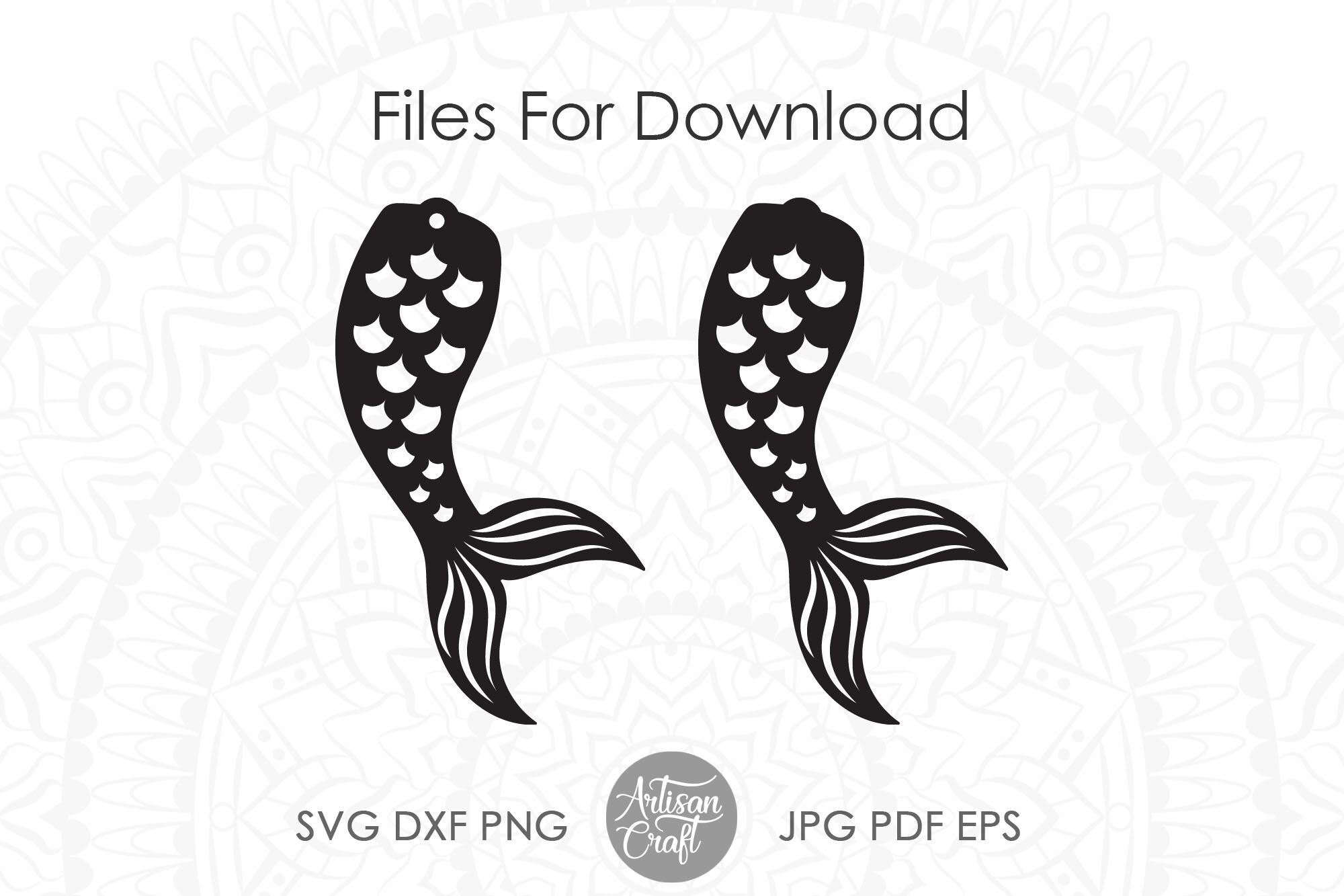 Mermaid tail earrings SVG cut file, laser cut jewelry files, fish tail By  Artisan Craft SVG