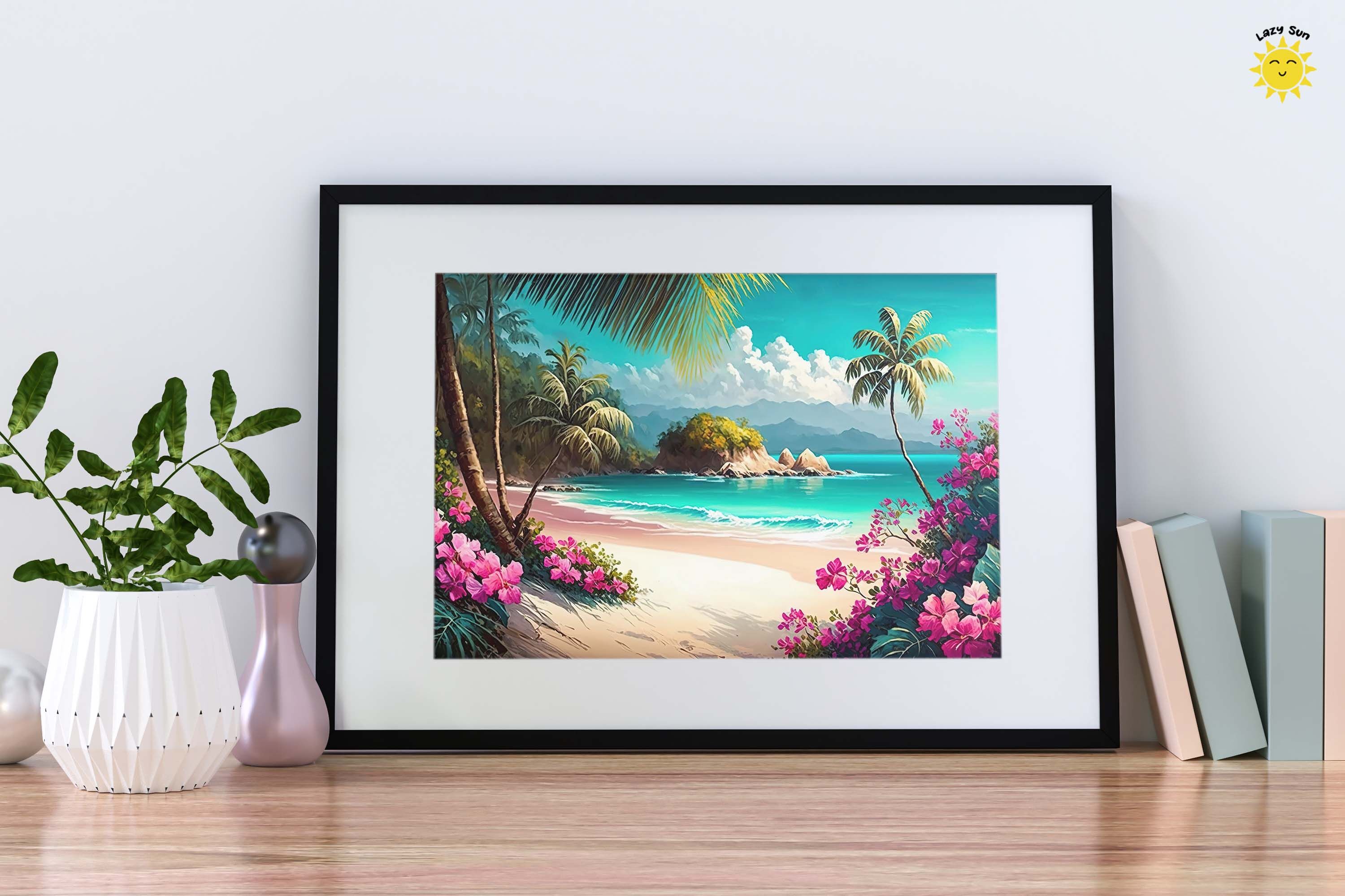 Watercolor Beautiful Tropical Beach Backgrounds By Mulew Art ...