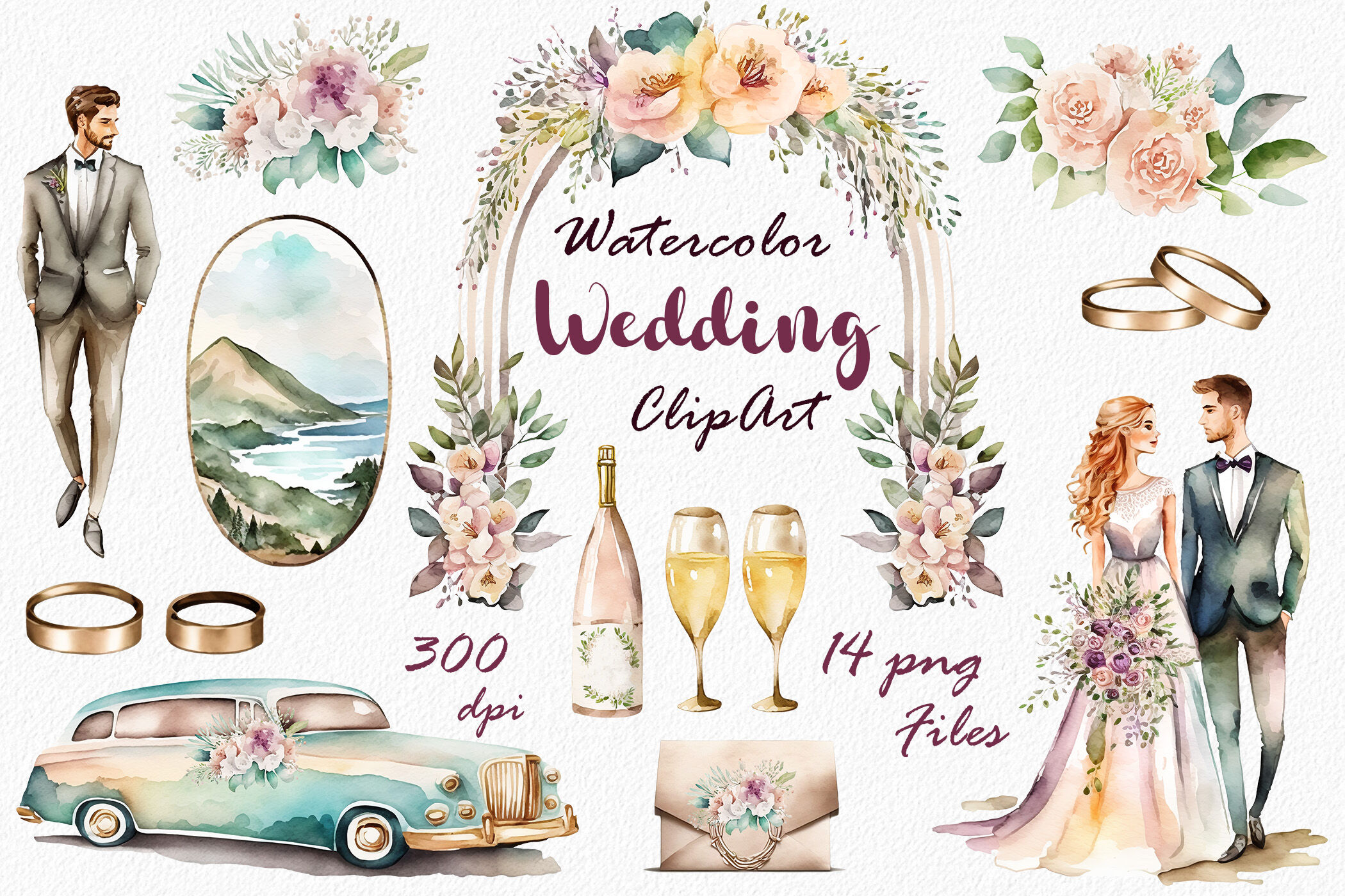 Watercolor Wedding Clipart, Bride Clip art By PassionPNGcreation ...