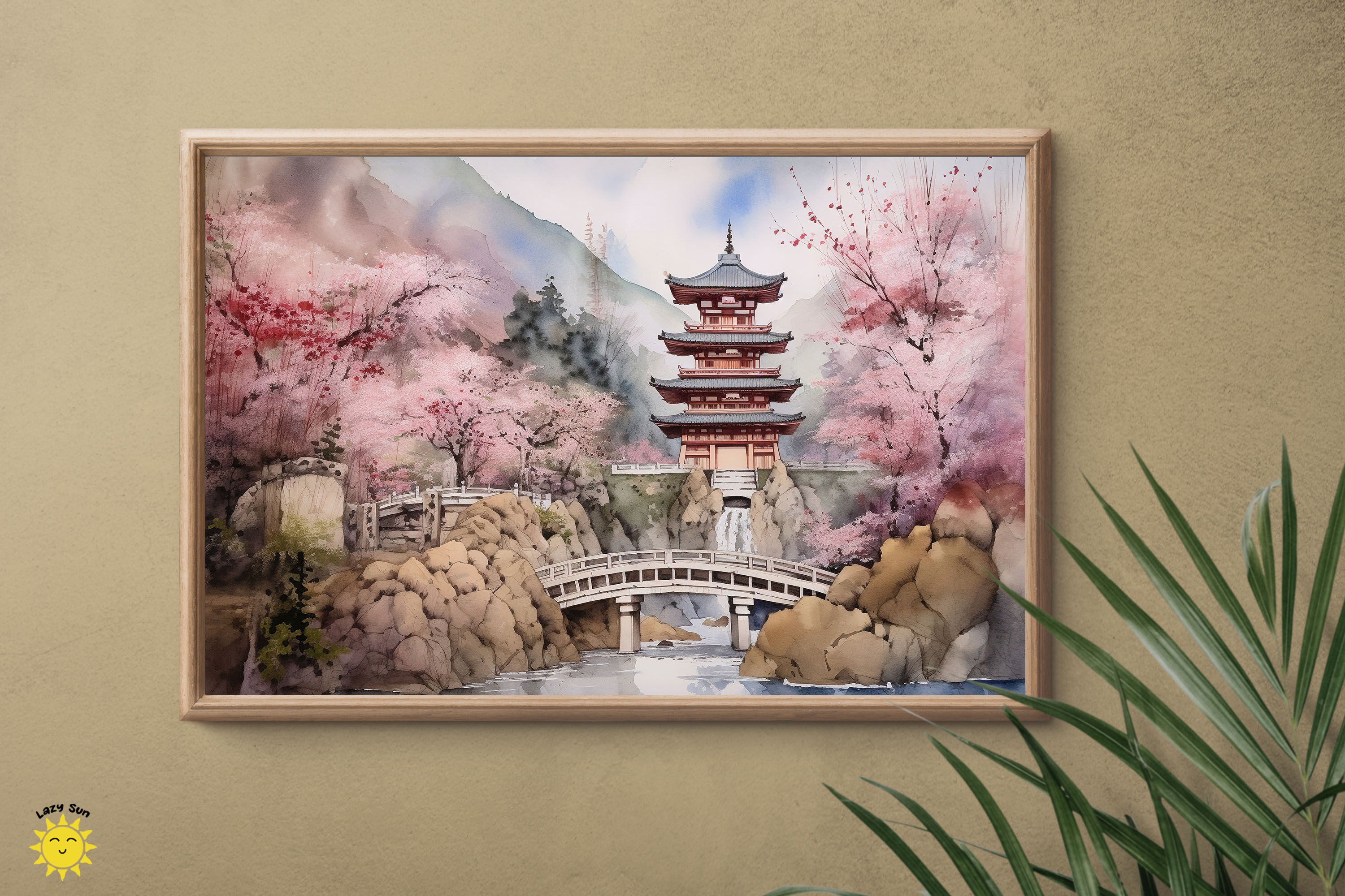 Watercolor Japanese Temple Shrine Landscape Backgrounds By Mulew Art ...
