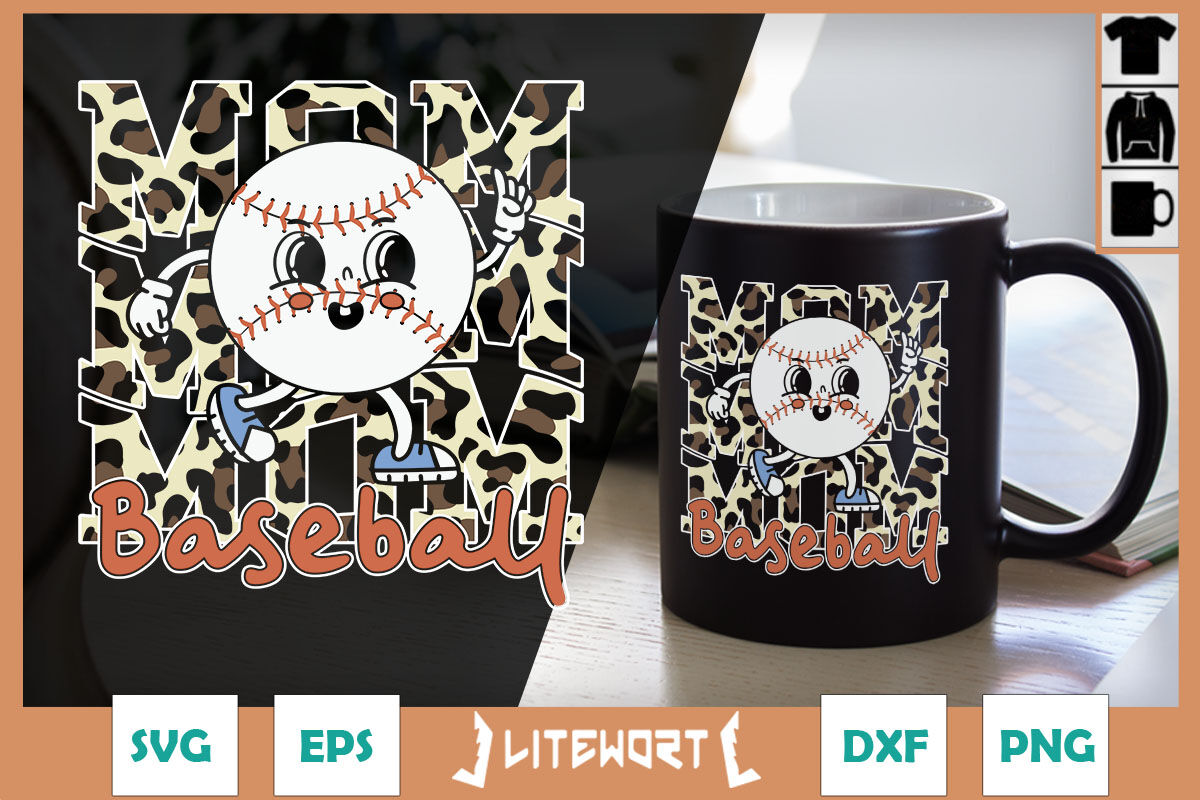 Baseball Mom Leopard Happy Mother's Day By ChippoaDesign | TheHungryJPEG