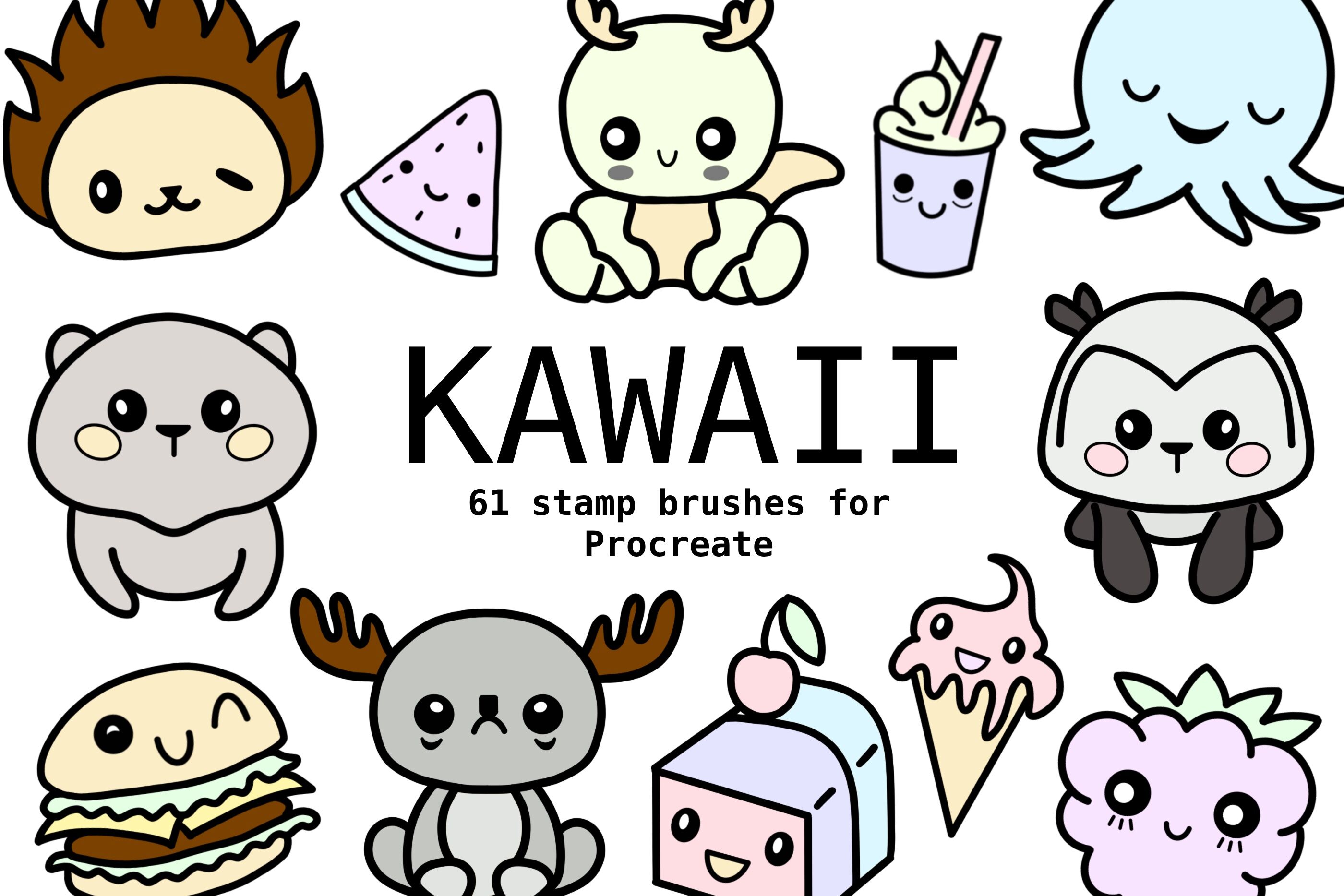 Kawaii stamp brushes Procreate By Veronika Gotovceva TheHungryJPEG
